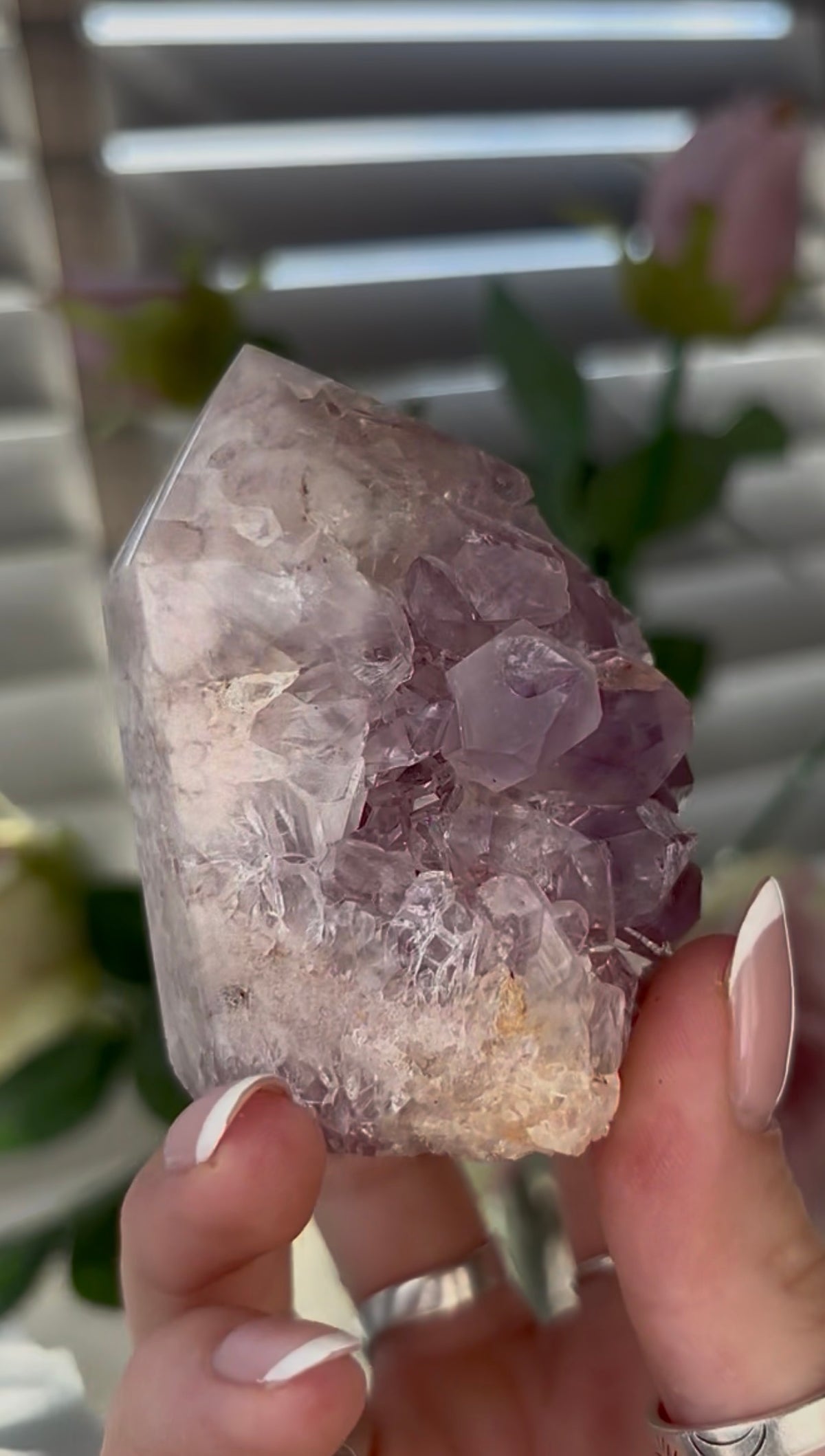 Beautiful, chunky Pink amethyst tower with lilac quartz 6.6cm(h) by 5cm(w)