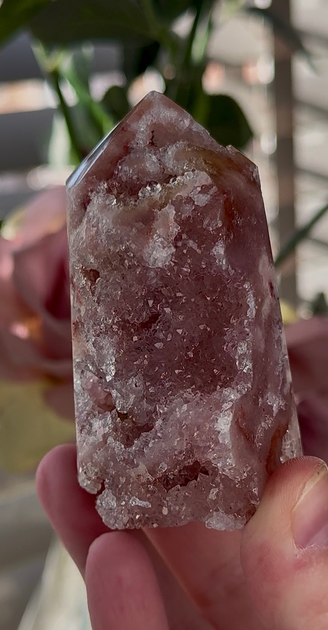 Druzy Pink amethyst tower