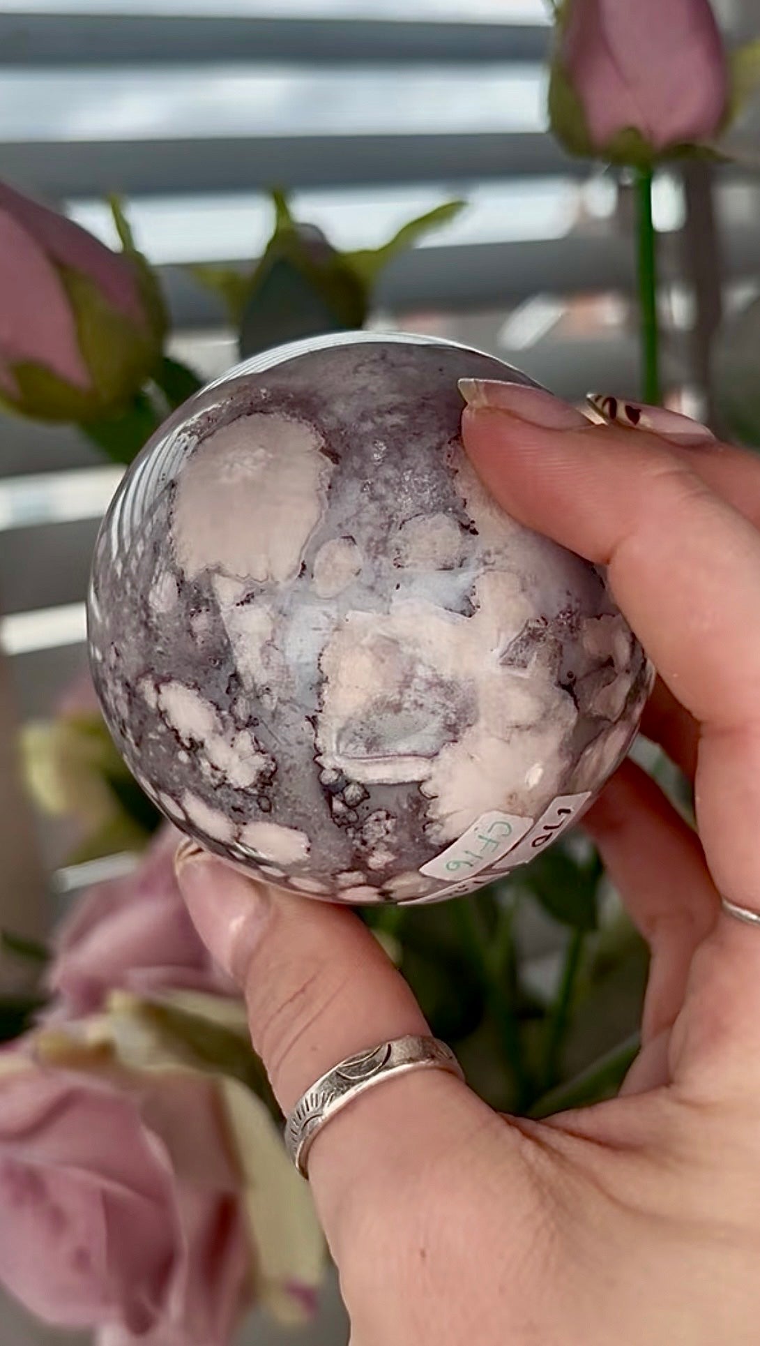 Stunning!! Super high quality, Druzy, green chlorite x blue flower agate sphere
