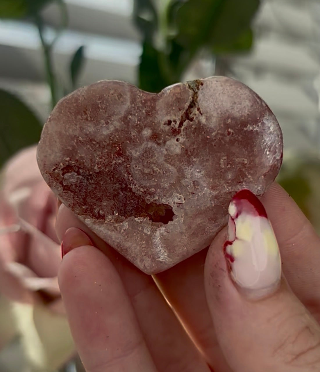 Mini pink amethyst heart - comes with stand