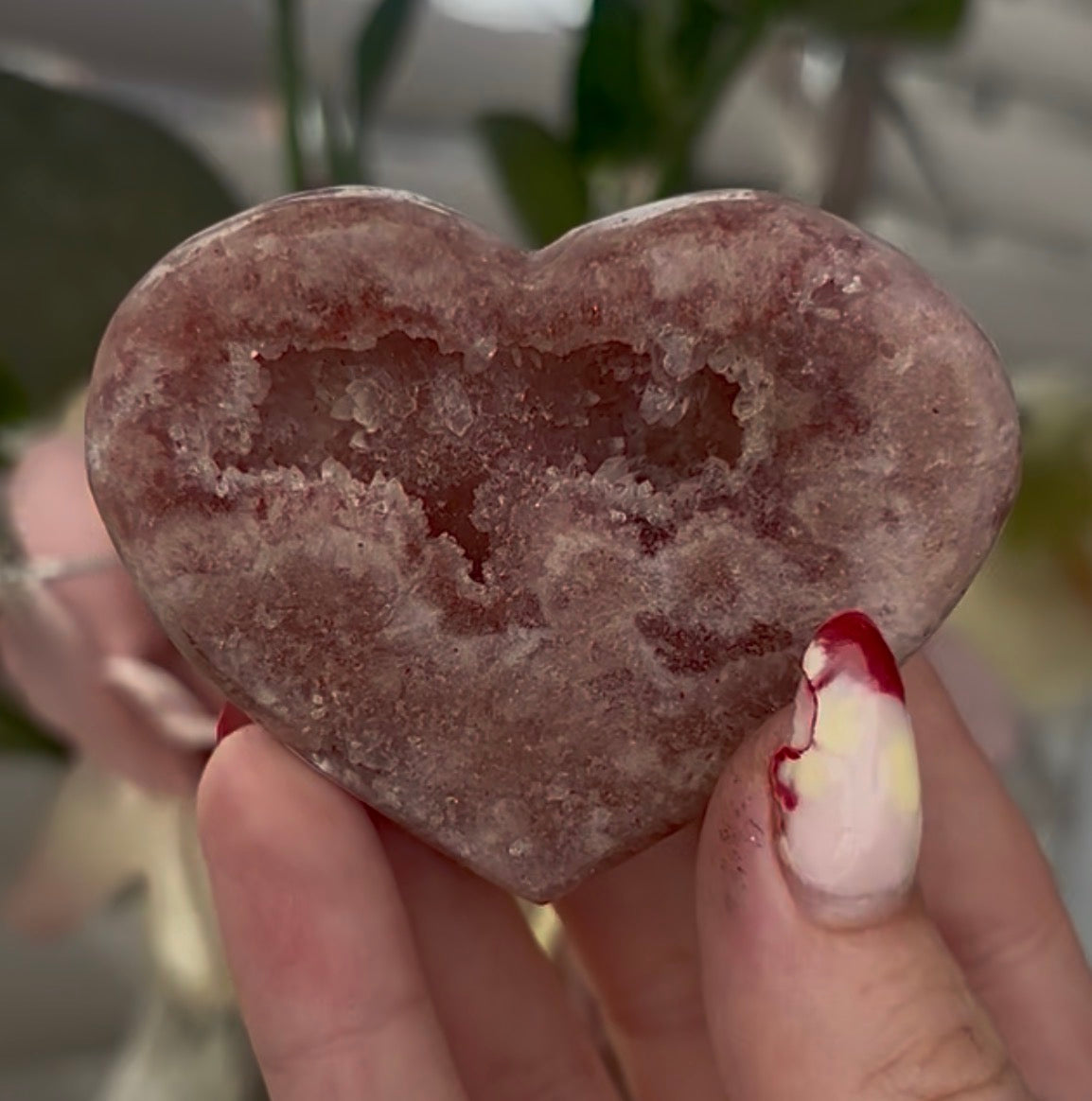 Mini pink amethyst heart - comes with stand
