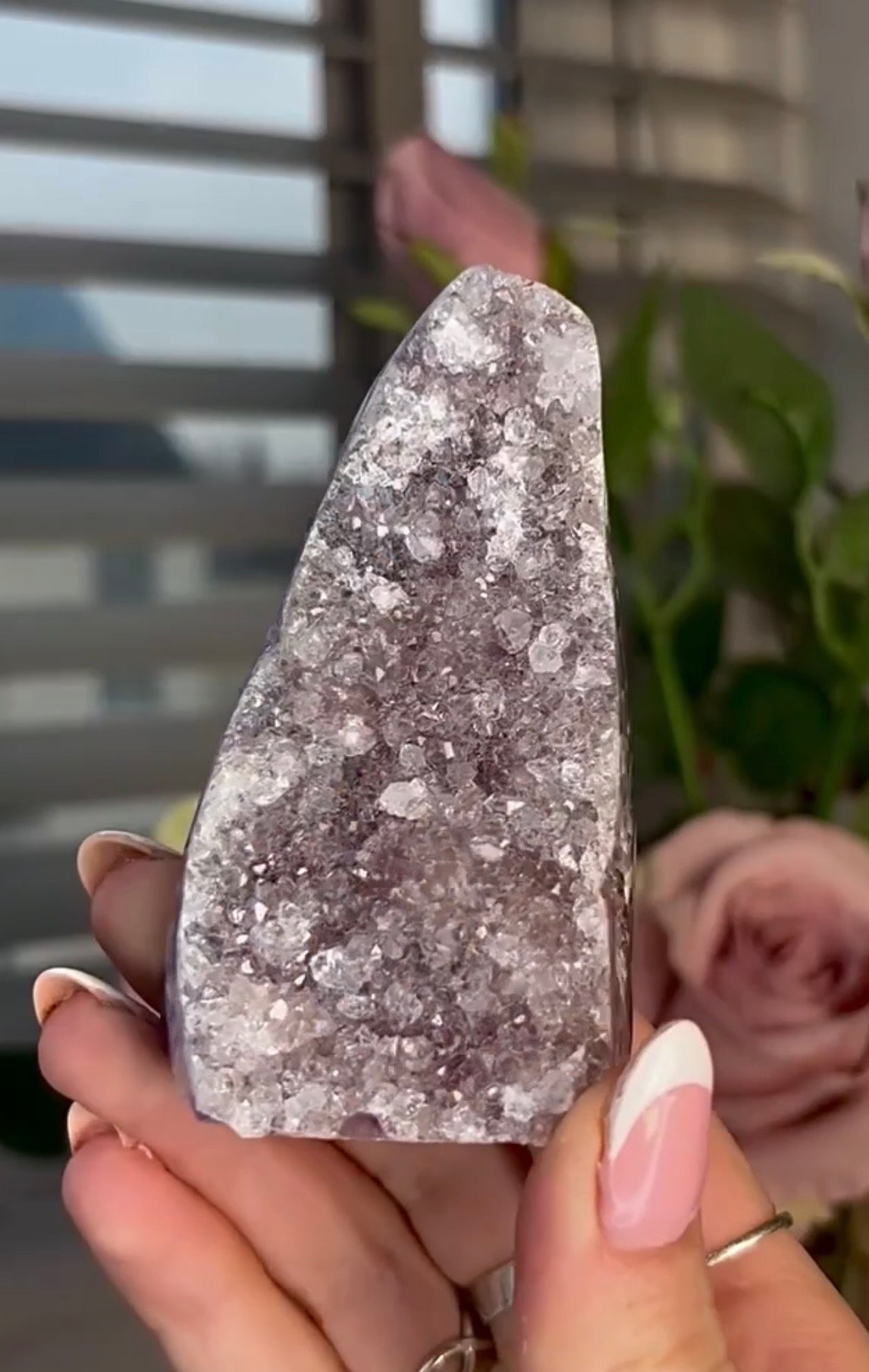 High quality, lilac rainbow amethyst agate cutbase