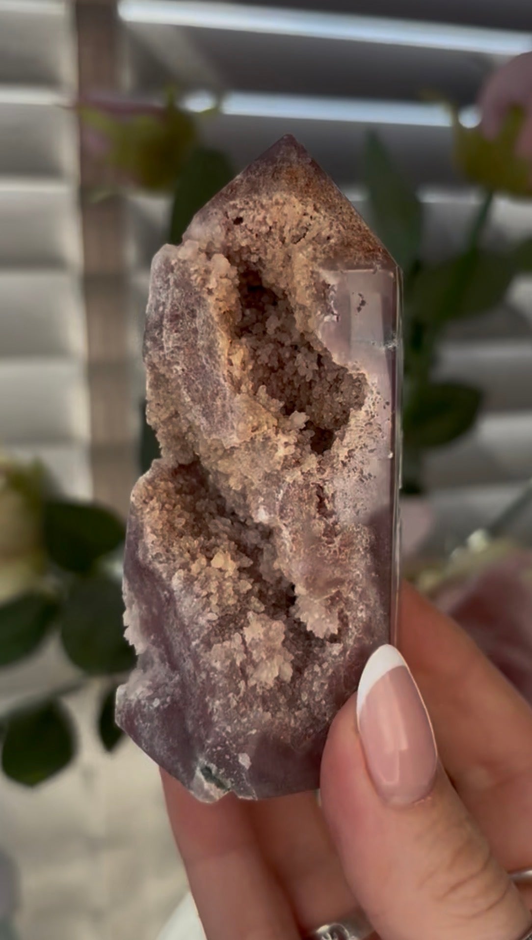 Cute, Pink amethyst tower 9cm(h) by 5cm(w)