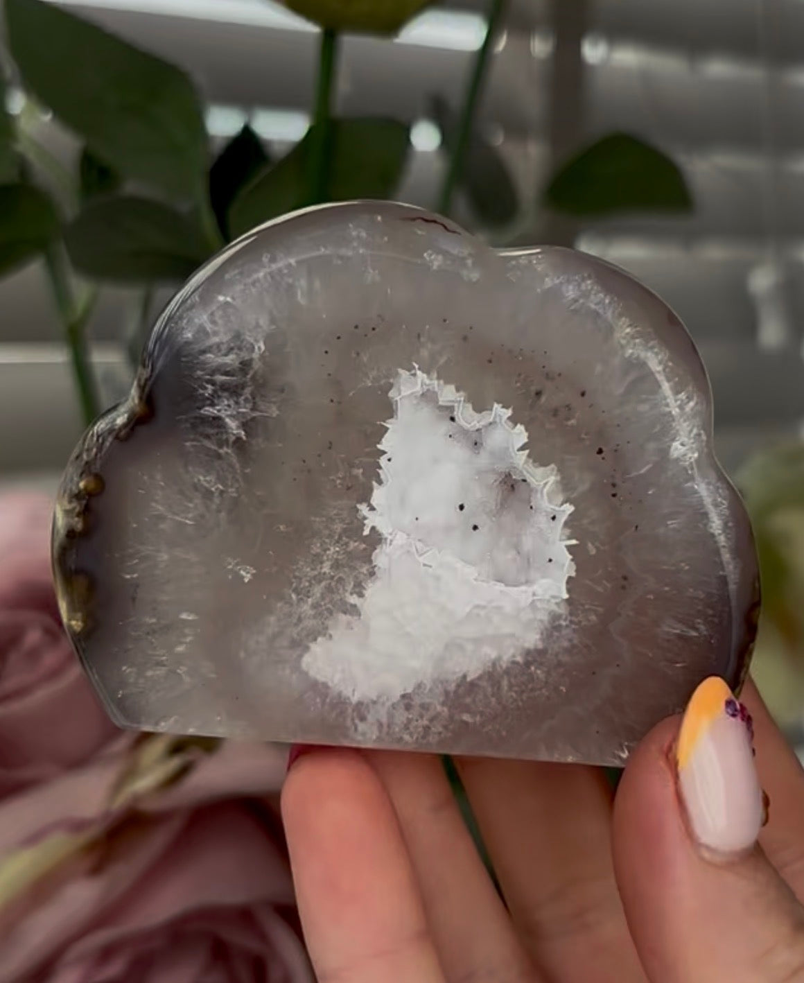 Beautiful, high grade, agate cloud with druzy