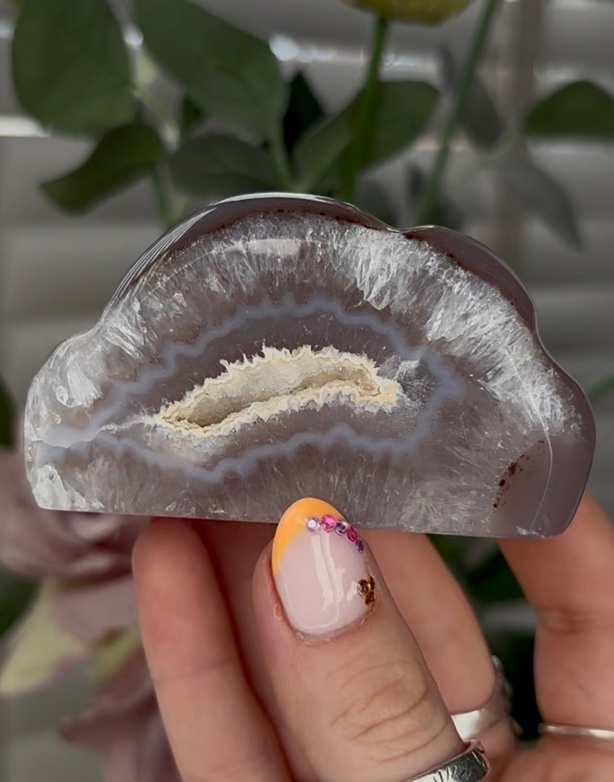 Beautiful, high grade, agate cloud with druzy