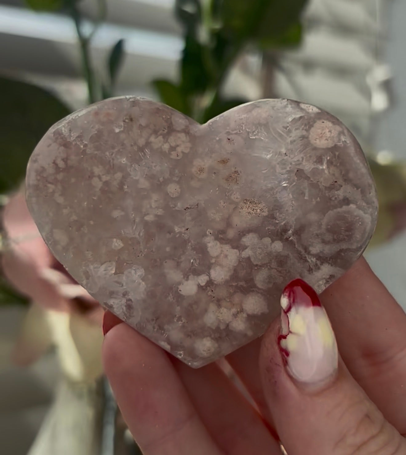 Mini pink amethyst heart - comes with stand