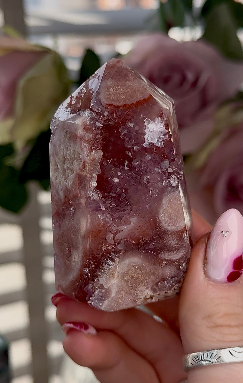 Hq High quality Pink amethyst tower