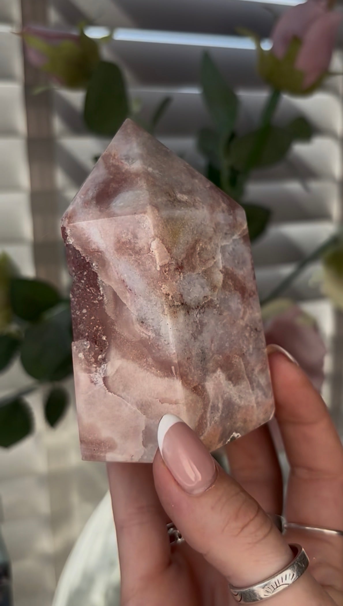 Beautiful, chunky Pink amethyst tower 9.5cm(h) by 8cm(w)