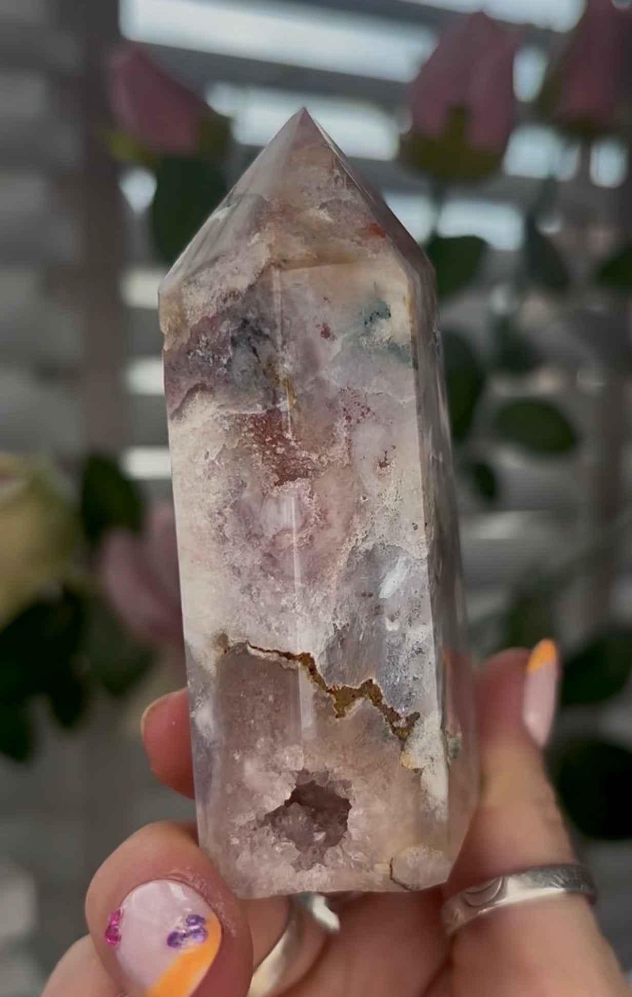 Beautiful, Pink amethyst & jasper tower