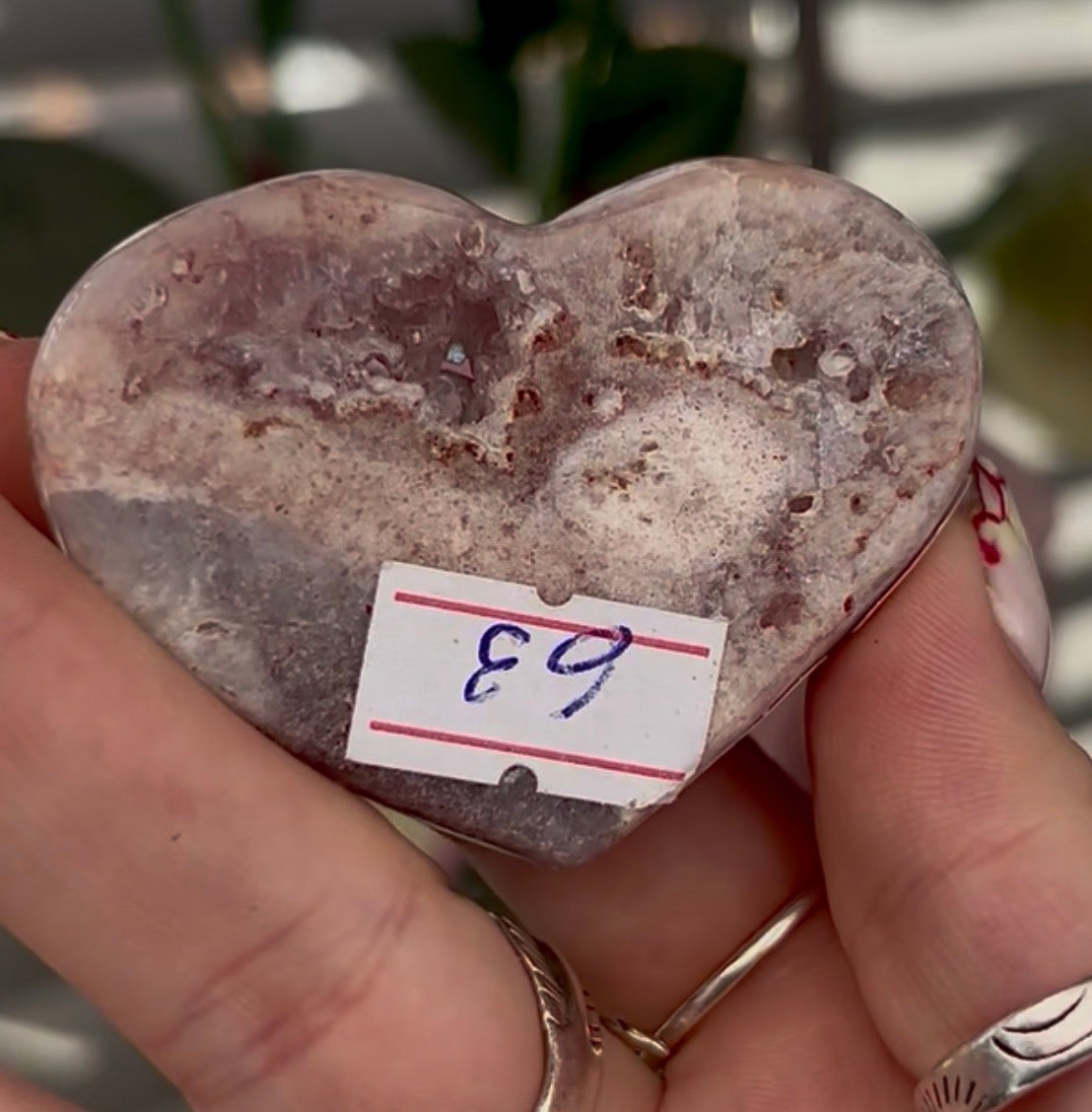 pink amethyst heart - comes with stand 5.5cm