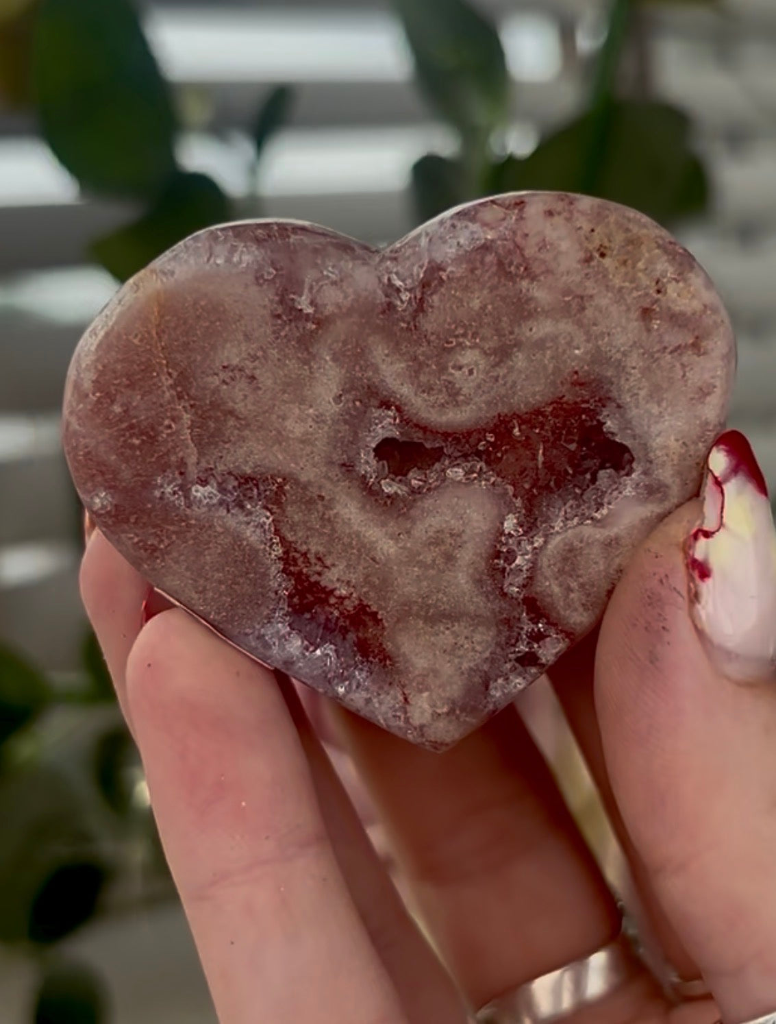 Mini pink amethyst heart - comes with stand