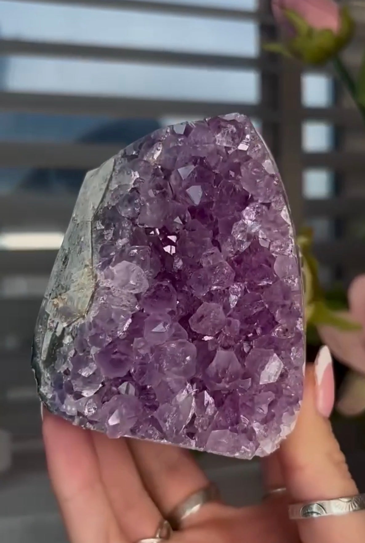 High quality, unique purple amethyst cutbase