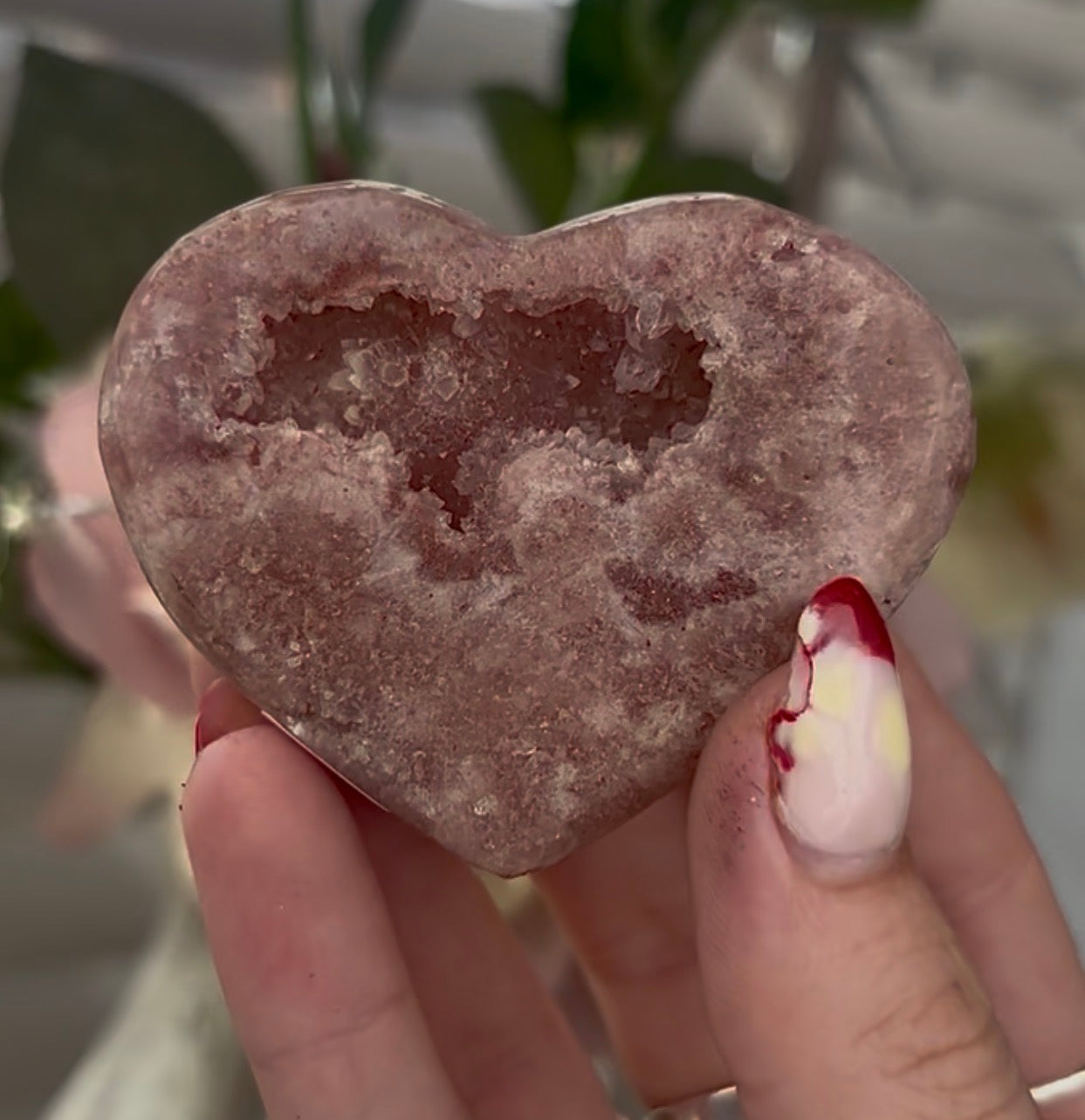 Mini pink amethyst heart - comes with stand