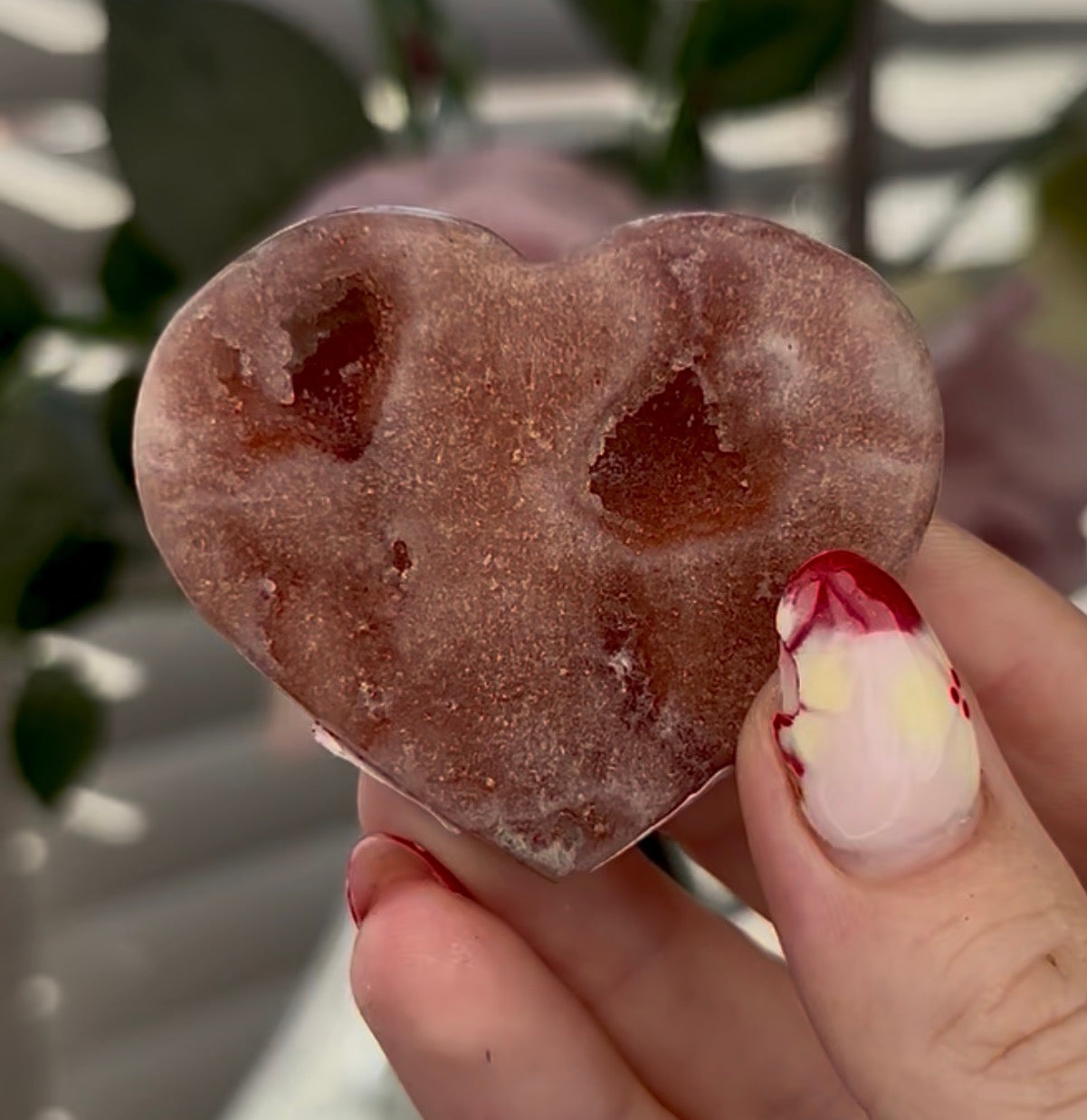 Mini pink amethyst heart - comes with stand
