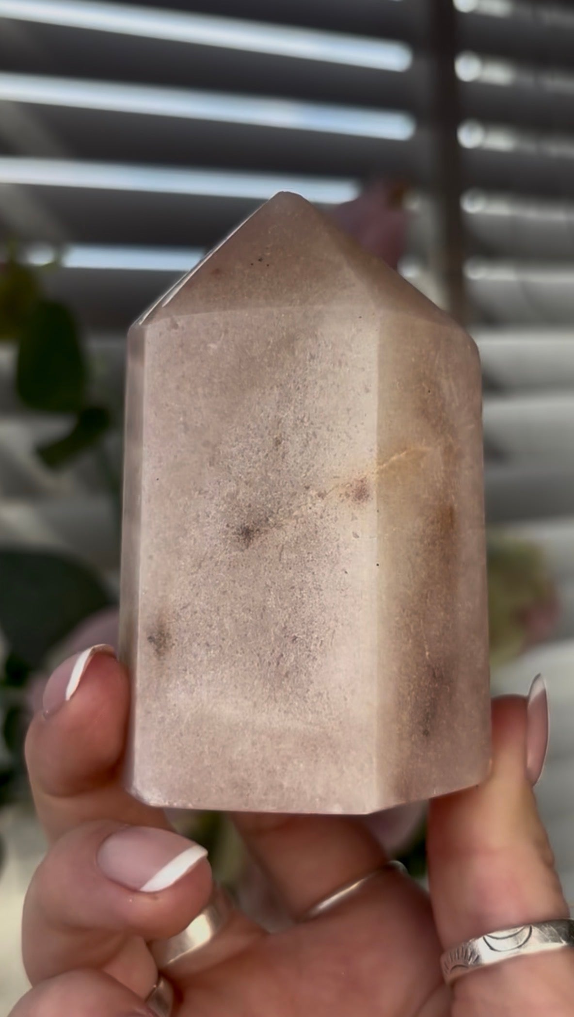 Beautiful, chunky Pink amethyst tower 8.7cm(h) by 5.5cm(w)