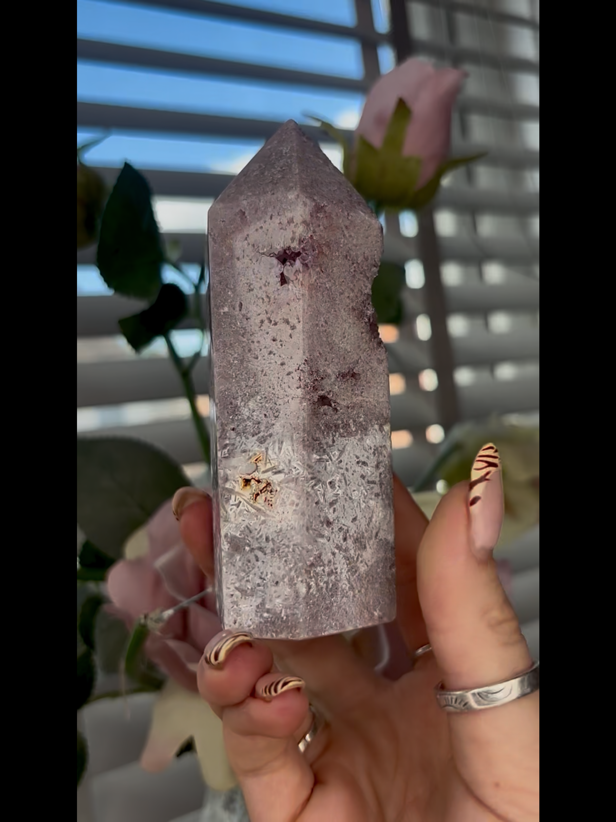 Beautiful, Pink amethyst tower 12cm tall 450g