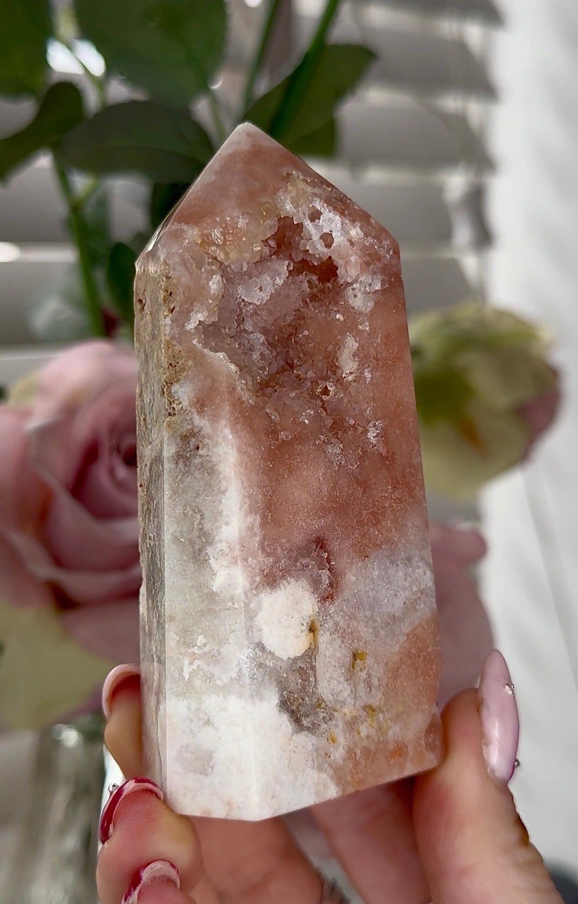 Pink amethyst tower 10cm(h) 5cm(w)