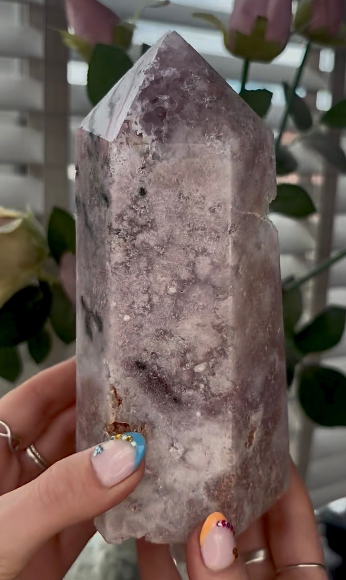 Beautiful, large, Pink amethyst tower