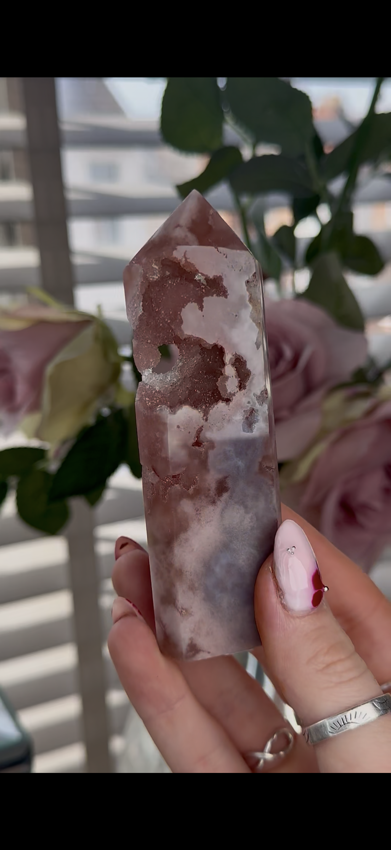 High quality Pink amethyst tower