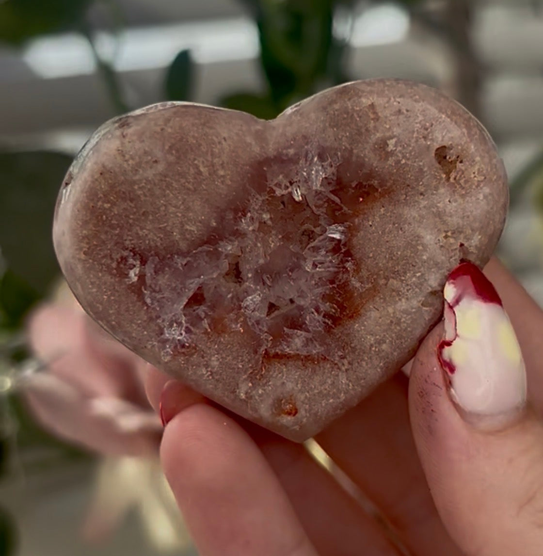 Mini pink amethyst heart - comes with stand