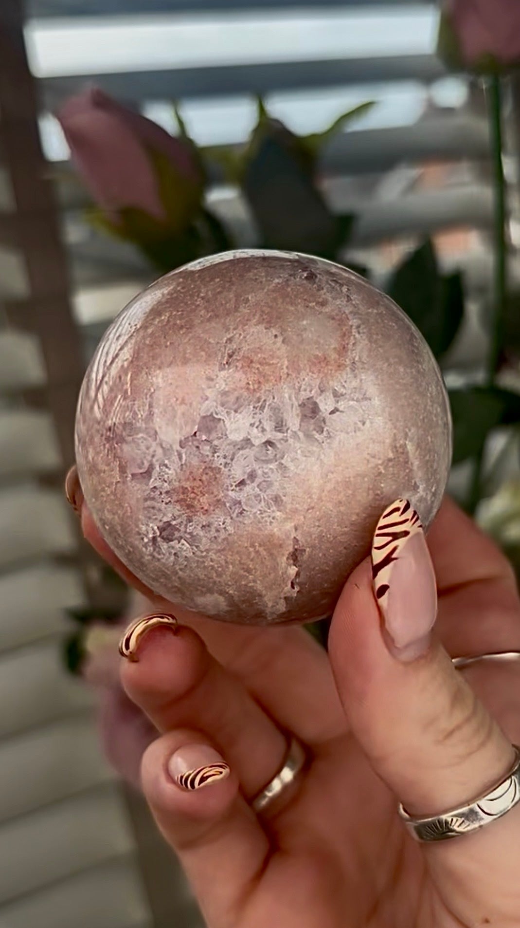 high grade, gorgeous pink amethyst sphere 5cm wide