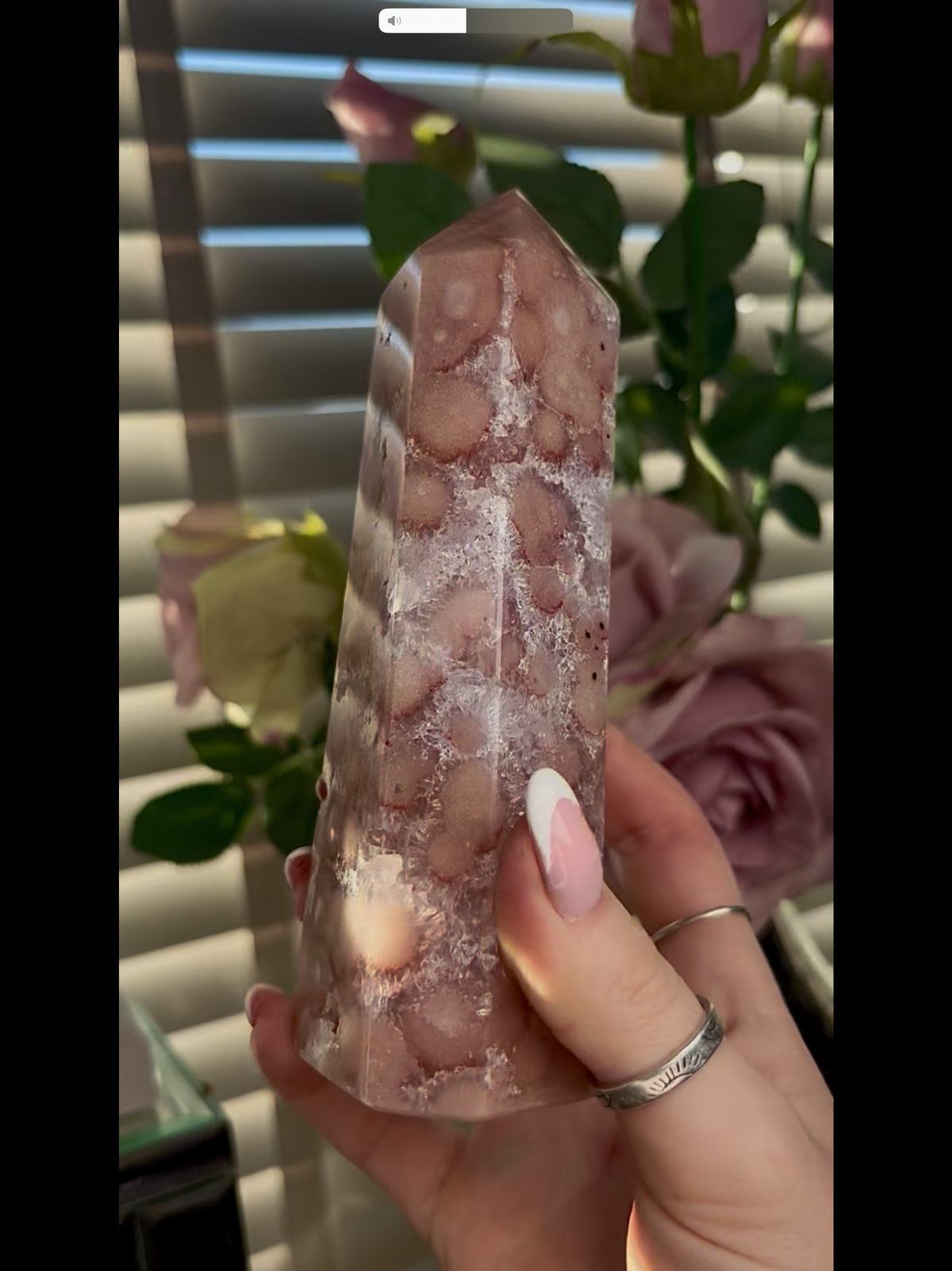 Beautiful, Pink amethyst tower 16cm(h) by 6.5cm(w)