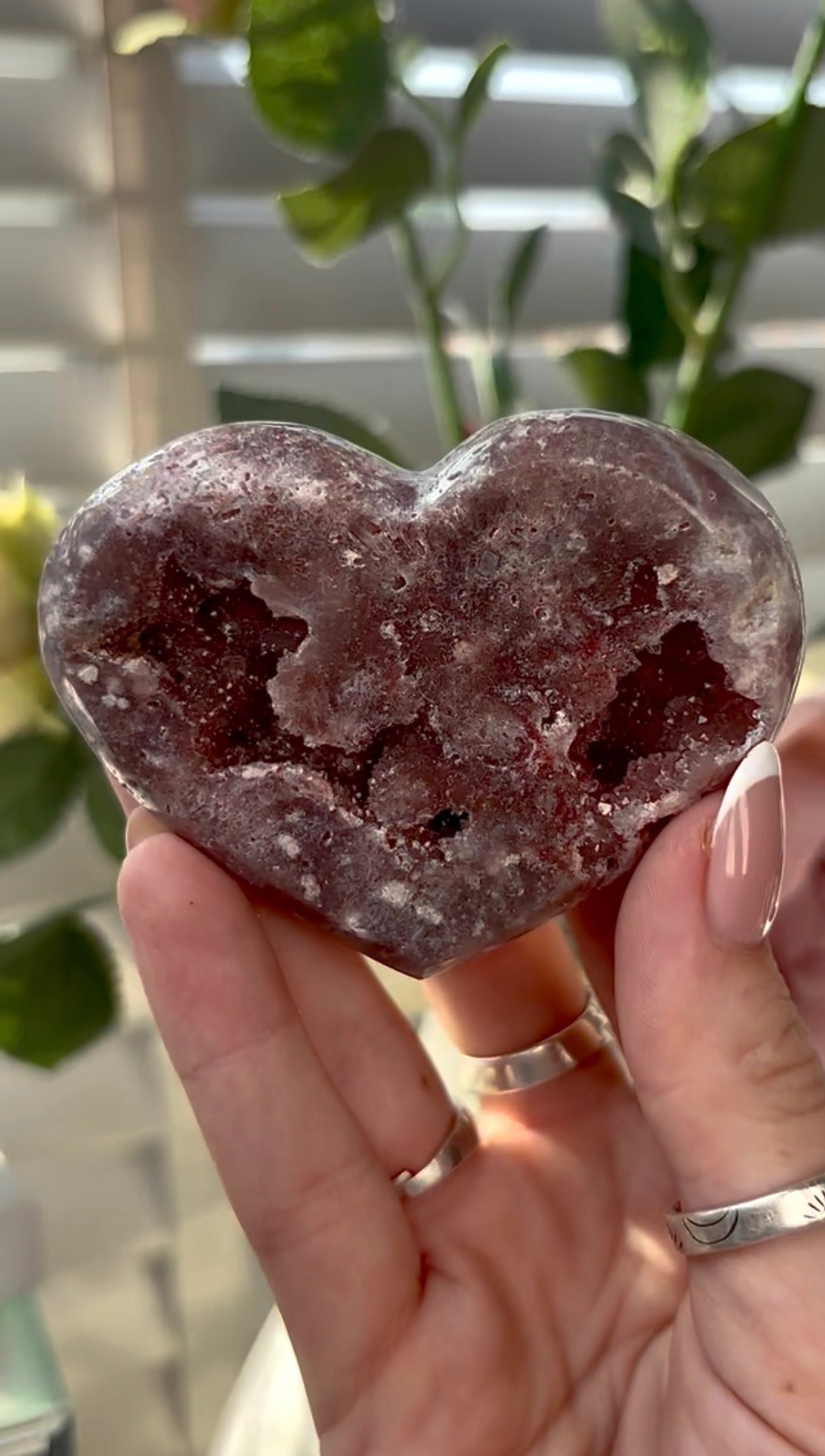 Gorgeous,  pink amethyst heart- comes with stand