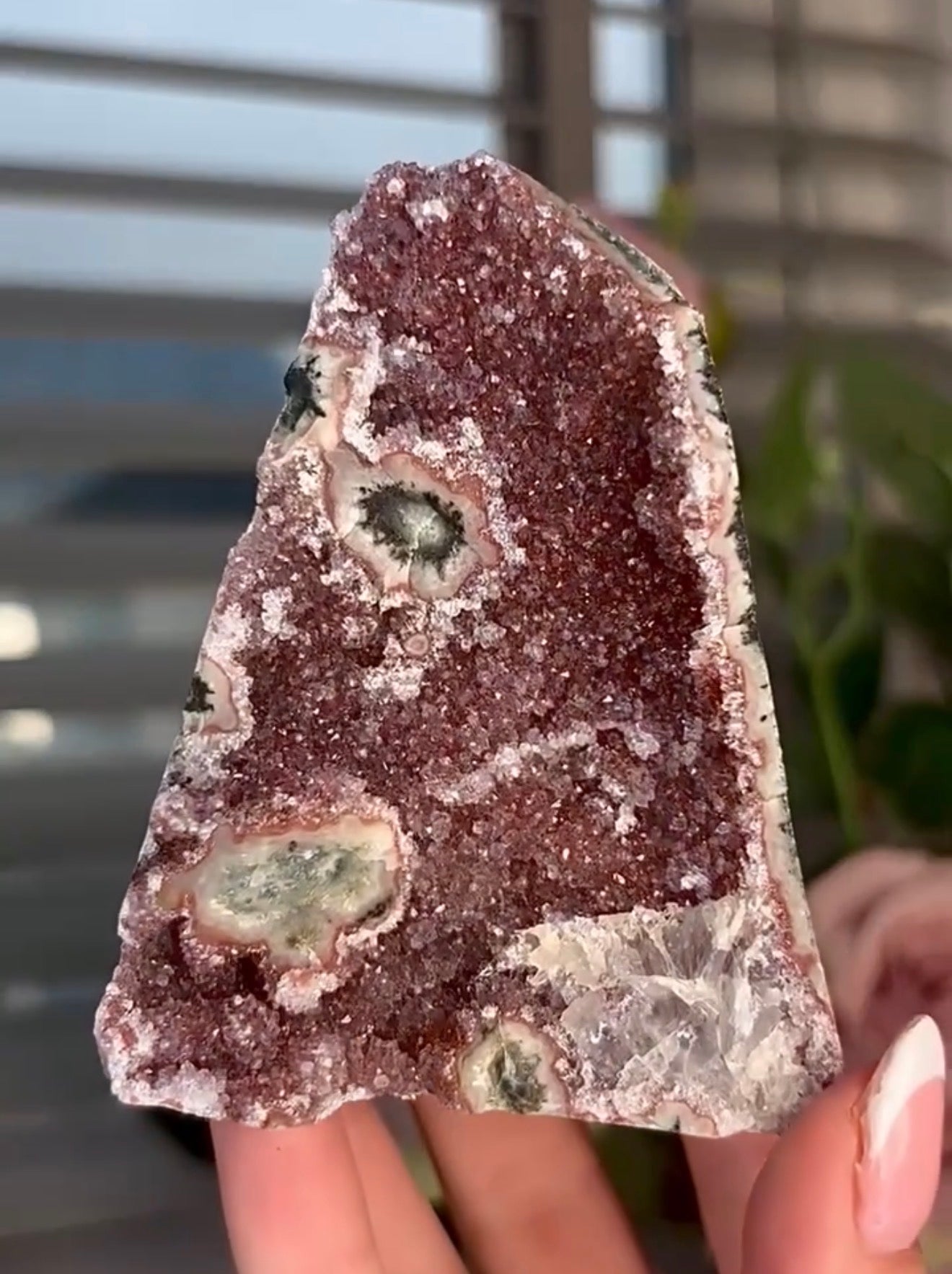 High quality, red rainbow amethyst cutbase