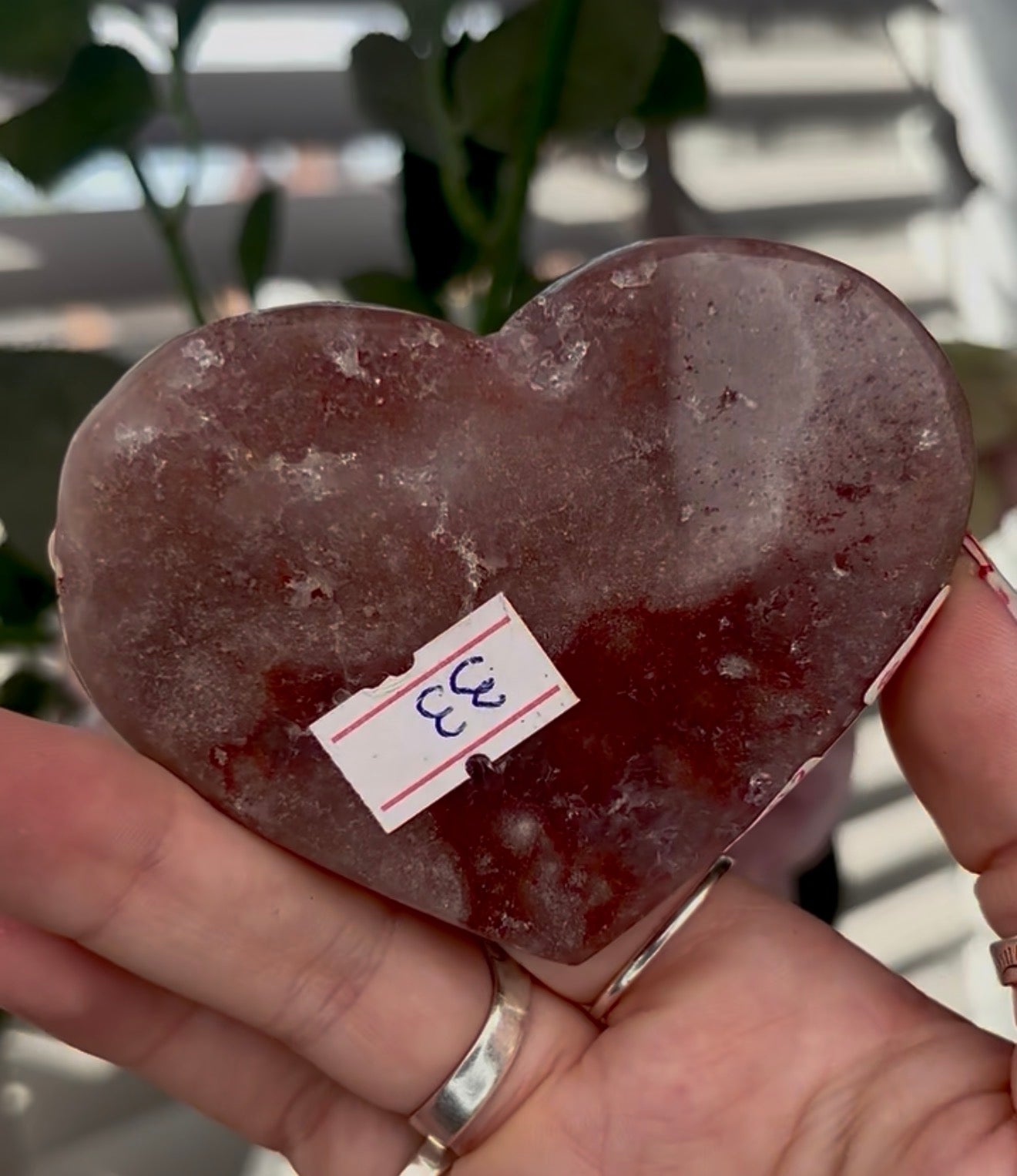 pink amethyst heart - comes with stand 8cm