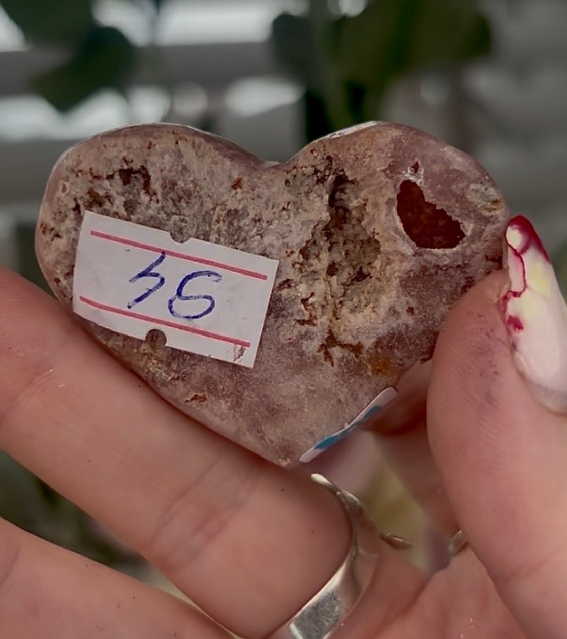 Mini pink amethyst heart - comes with stand