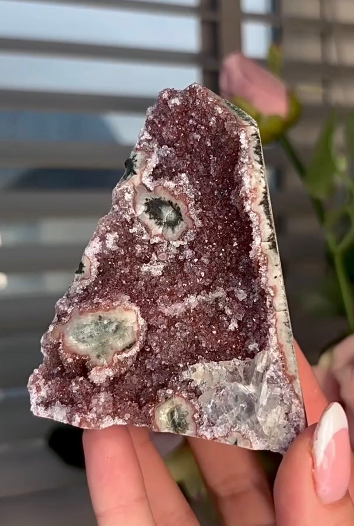 High quality, red rainbow amethyst cutbase