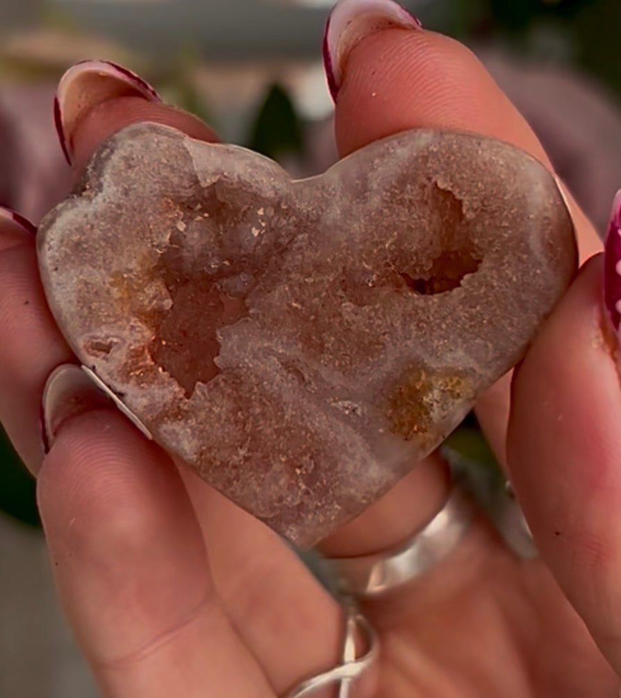 Mini pink amethyst heart - comes with stand