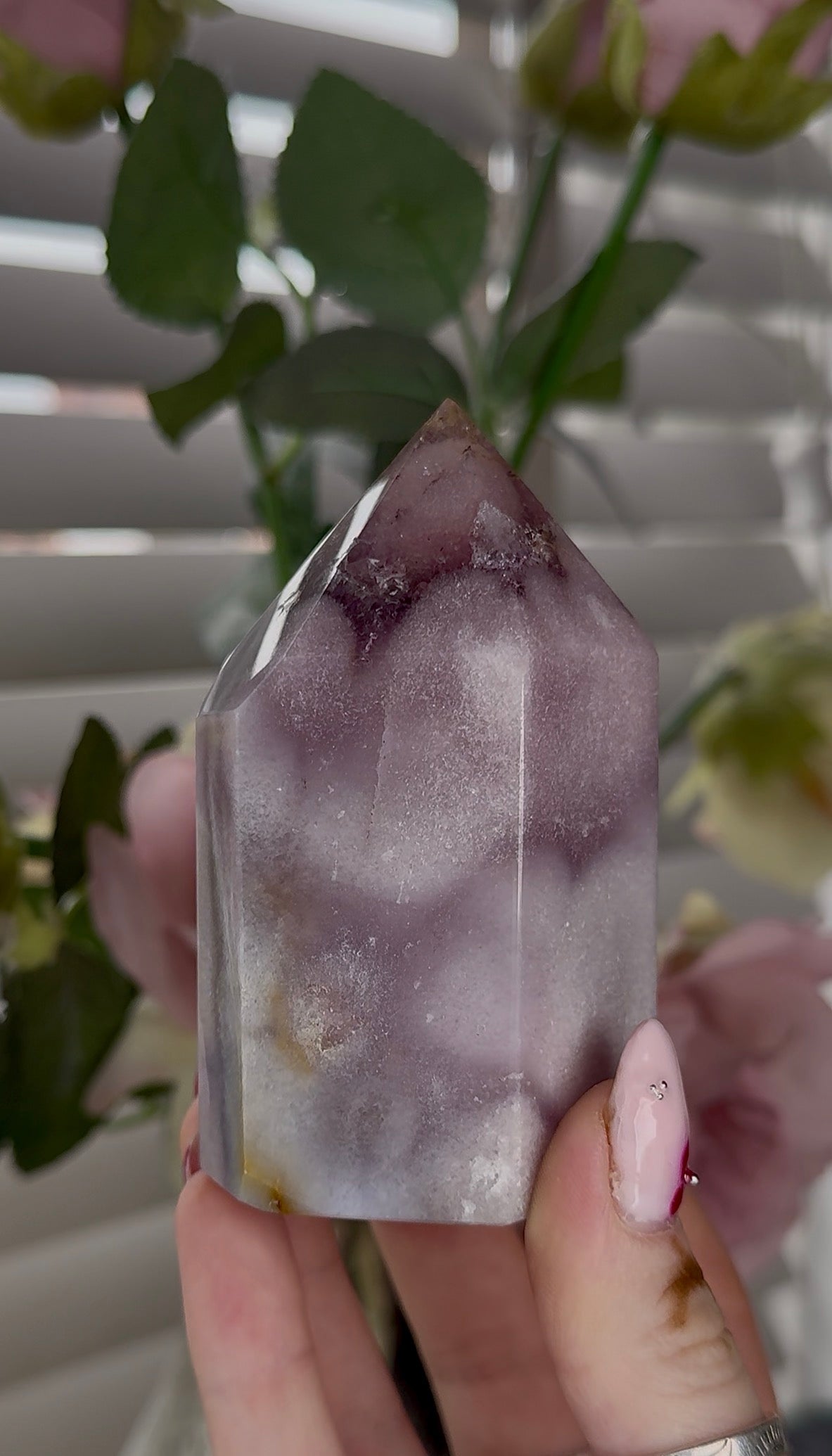 High quality Pink amethyst tower 9cm(h) 5cm(w)