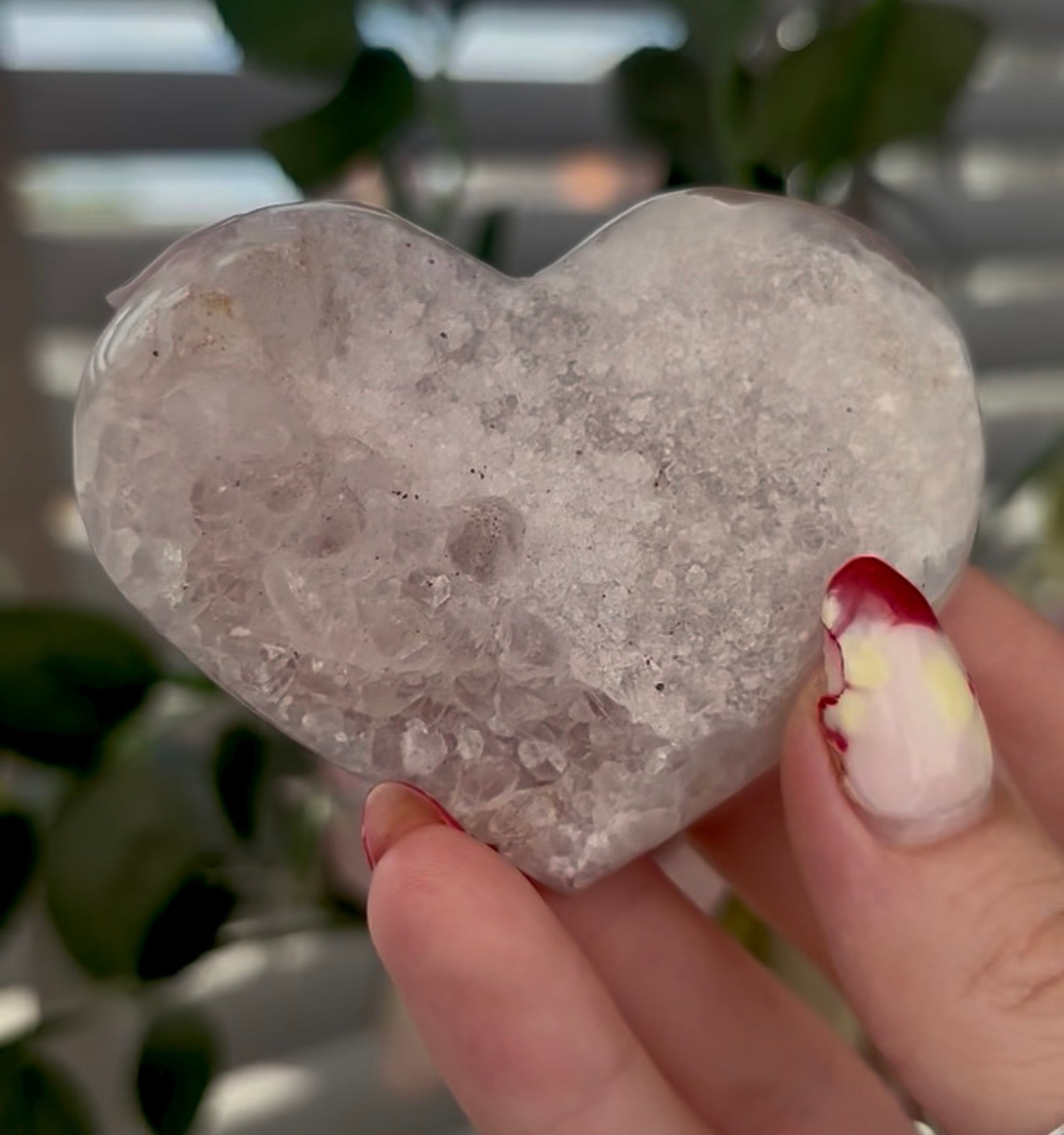 Light toned, pink amethyst heart - comes with stand (7cm)