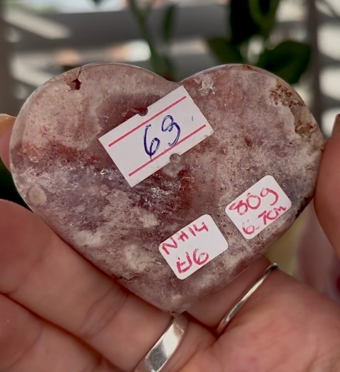 pink amethyst heart - comes with stand 6.5cm