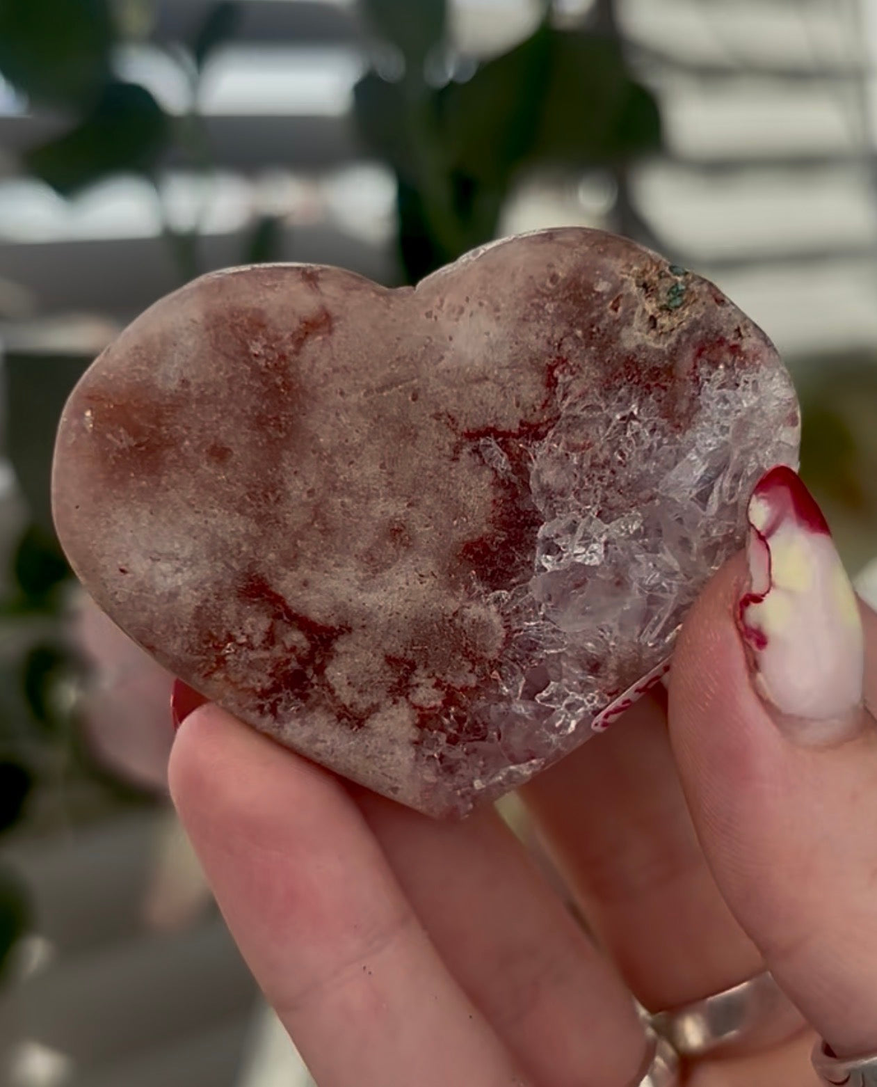 Mini pink amethyst heart - comes with stand