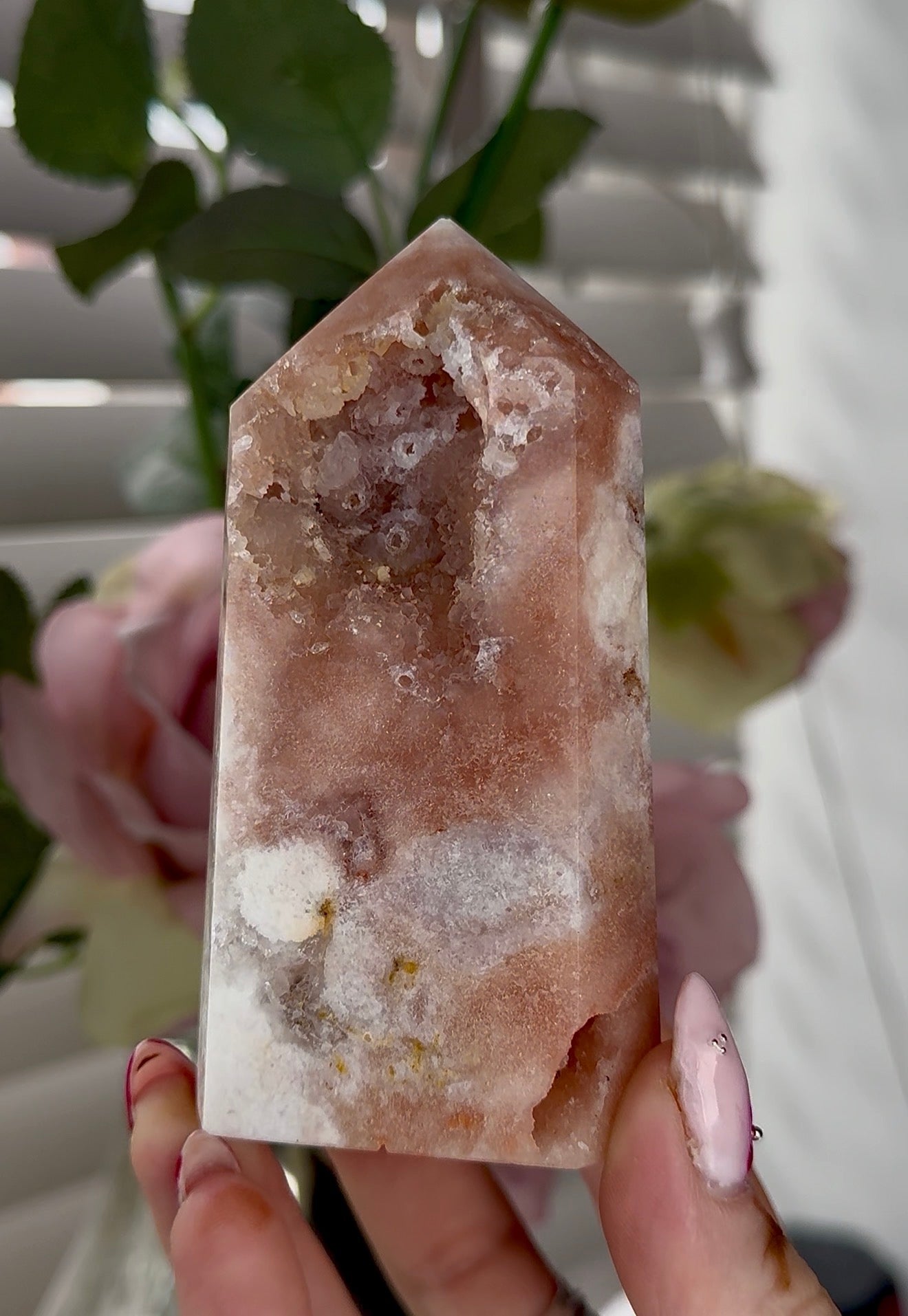 Pink amethyst tower 10cm(h) 5cm(w)