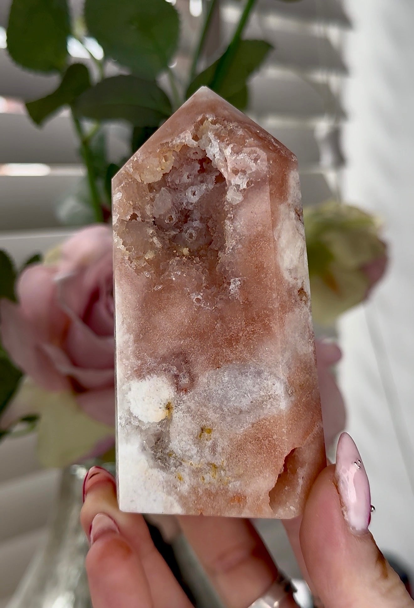 Pink amethyst tower 10cm(h) 5cm(w)