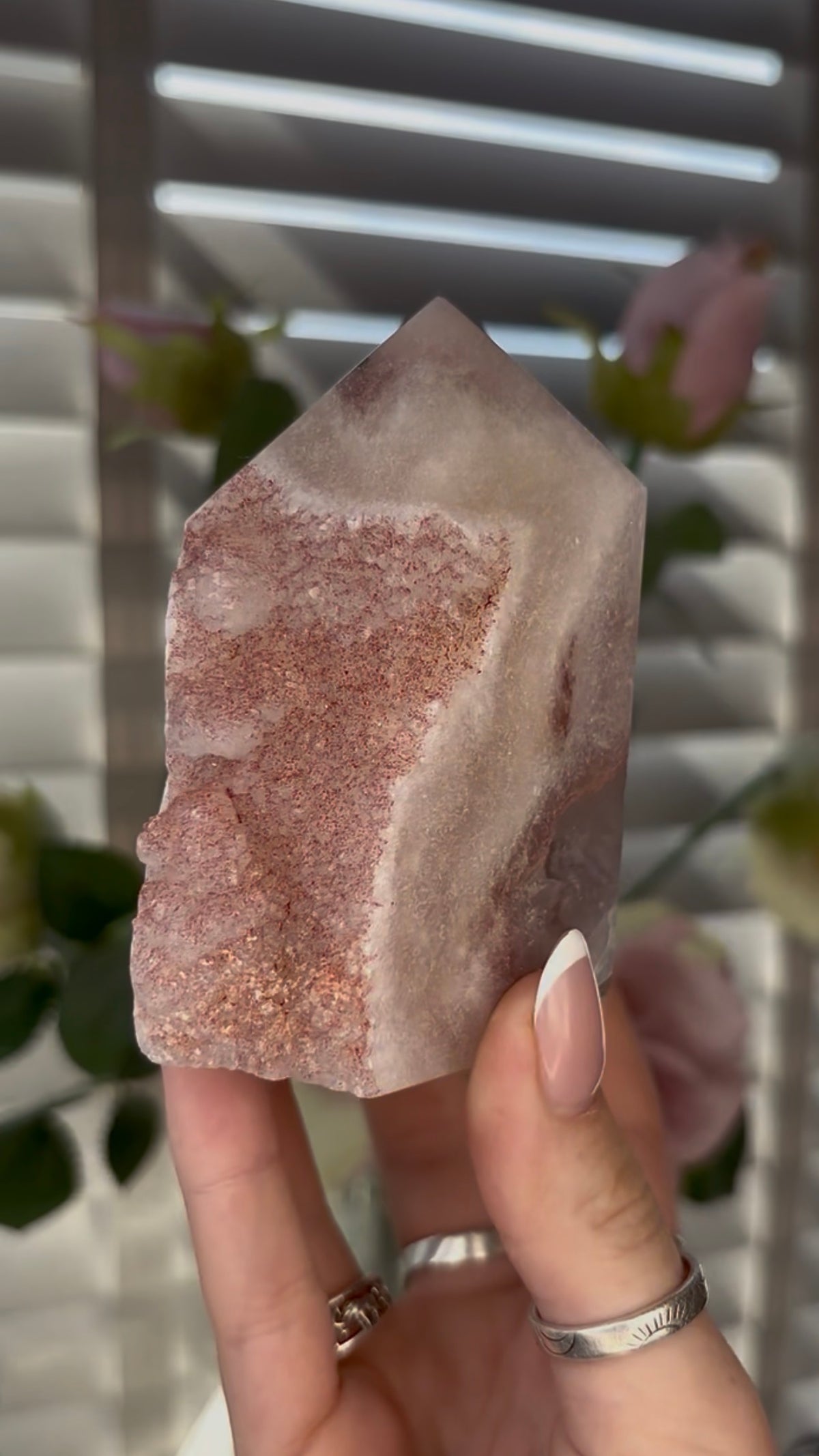 Beautiful, Pink amethyst tower 9cm(h) by 8cm(w)