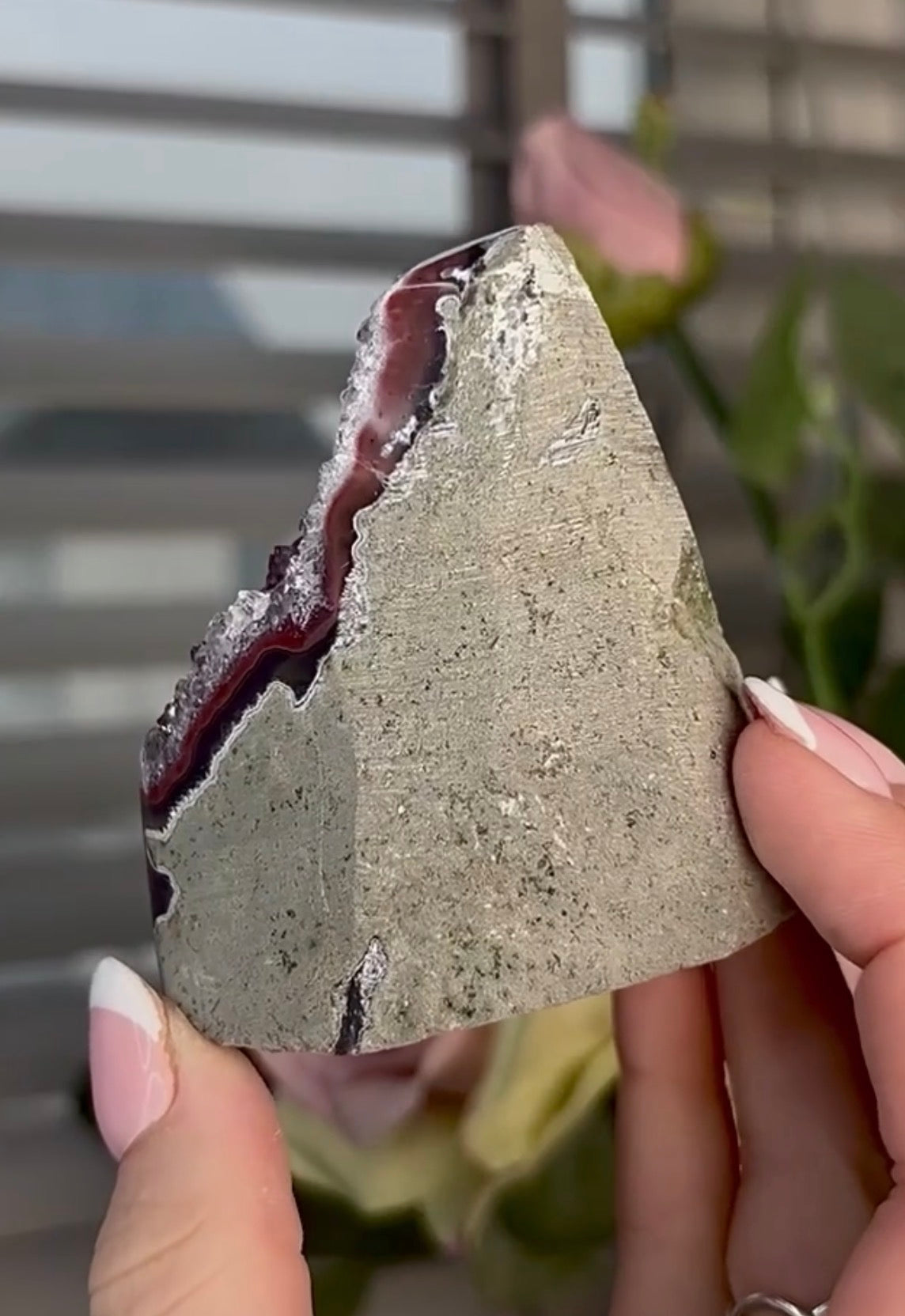 High quality, red rainbow amethyst cutbase