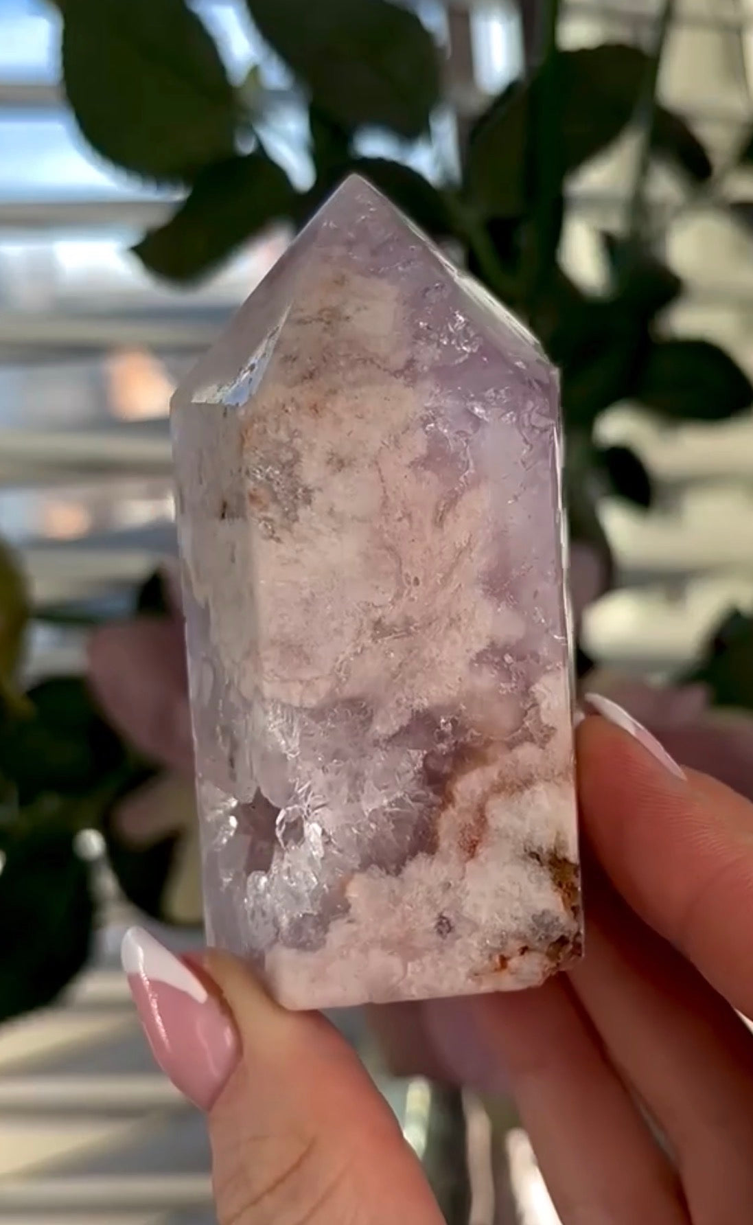 Pink amethyst tower with lilac quartz