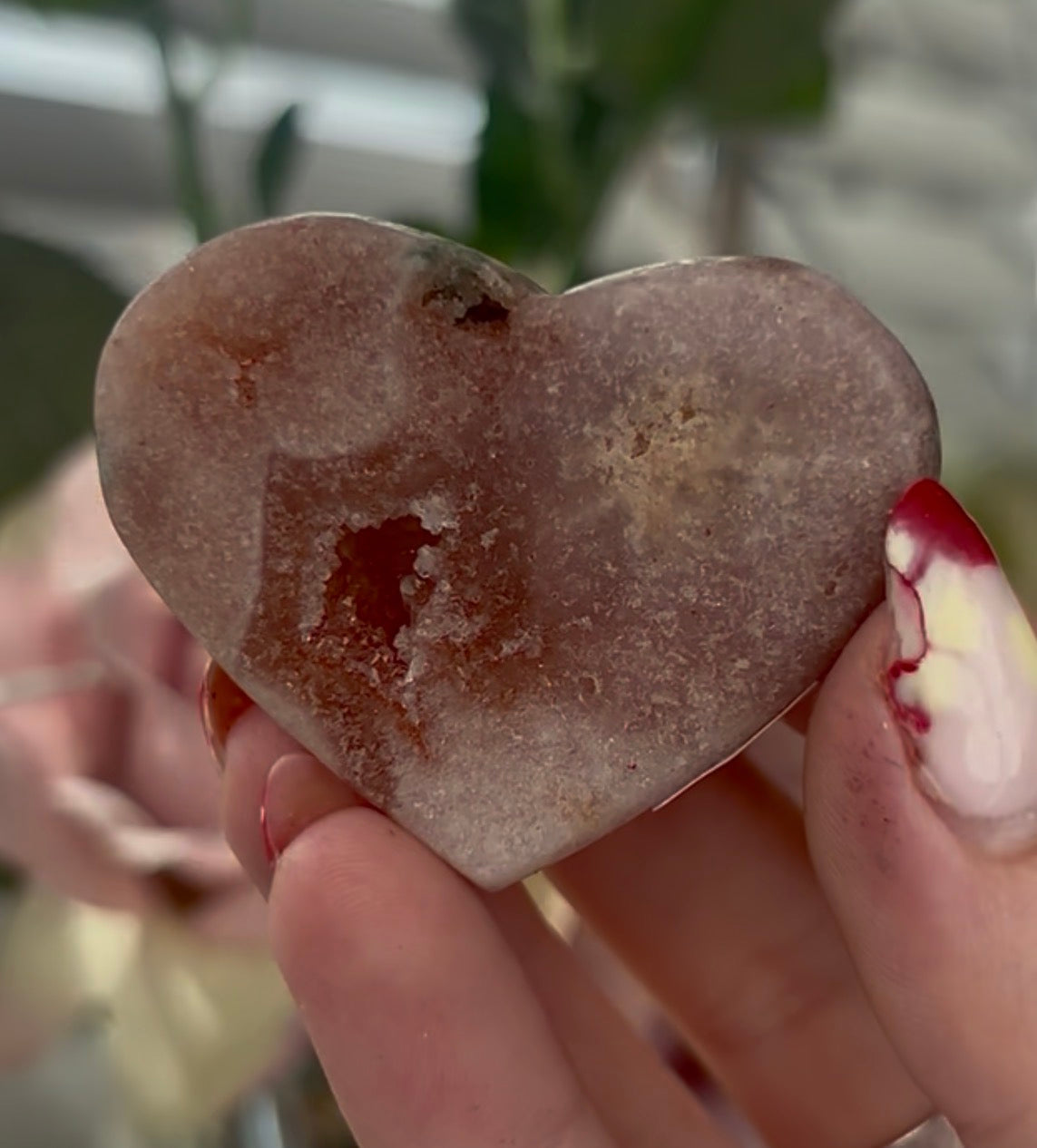 Mini pink amethyst heart - comes with stand