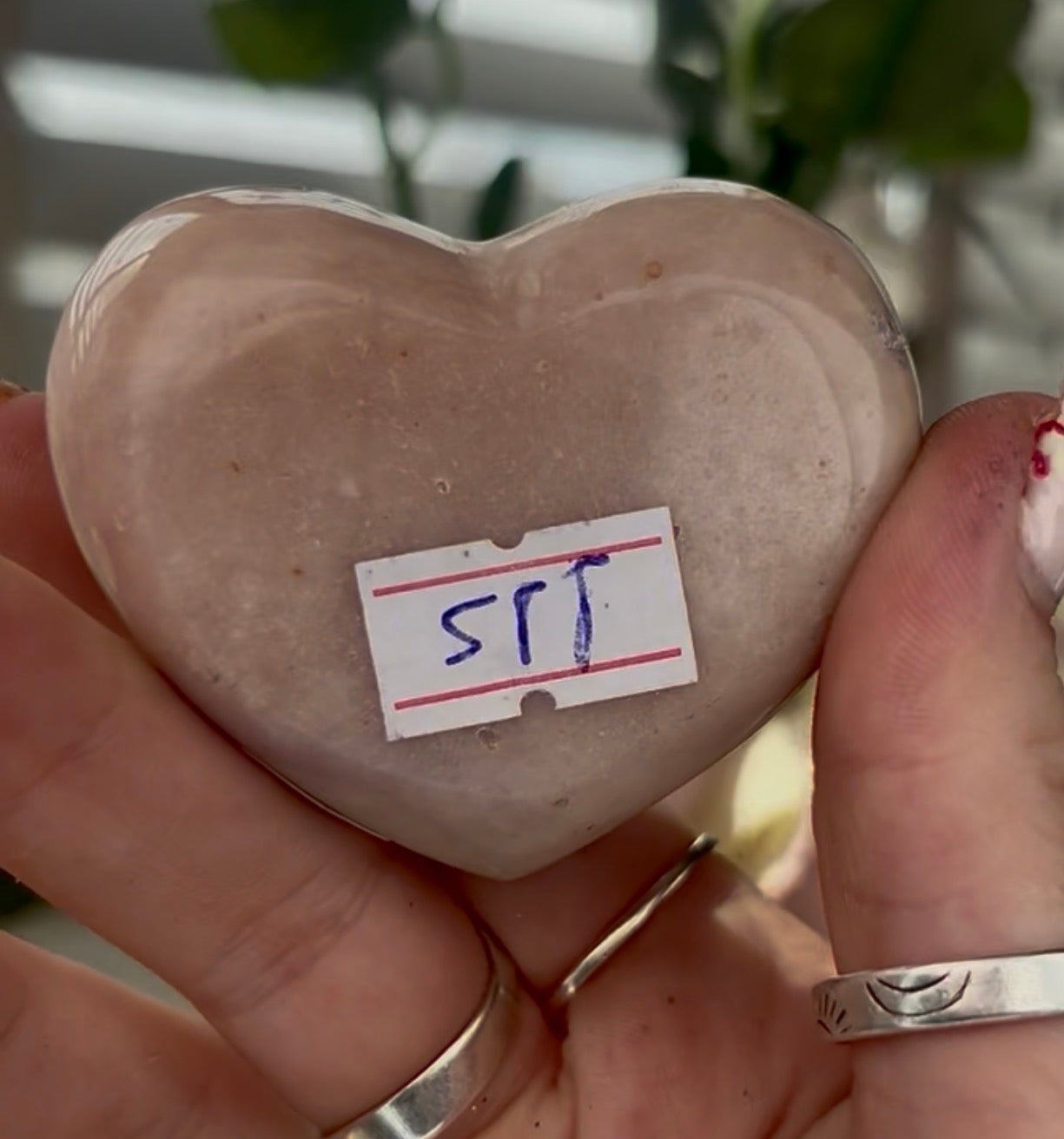 Mini pink amethyst heart - comes with stand