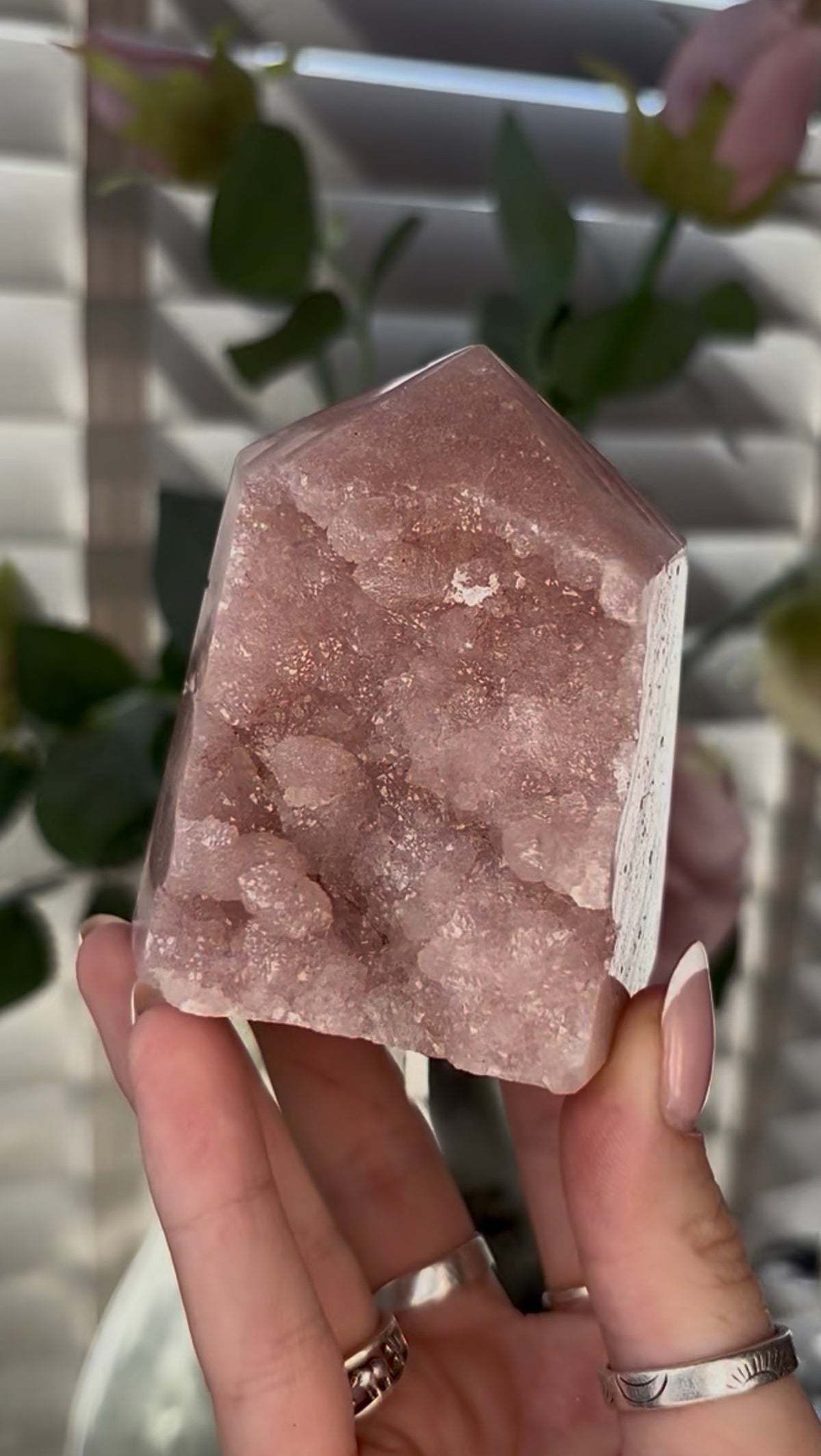 Beautiful, Pink amethyst tower 8cm(h) by 6.2cm(w)