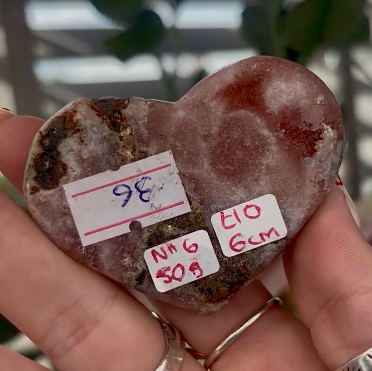Mini pink amethyst heart - comes with stand 6cm