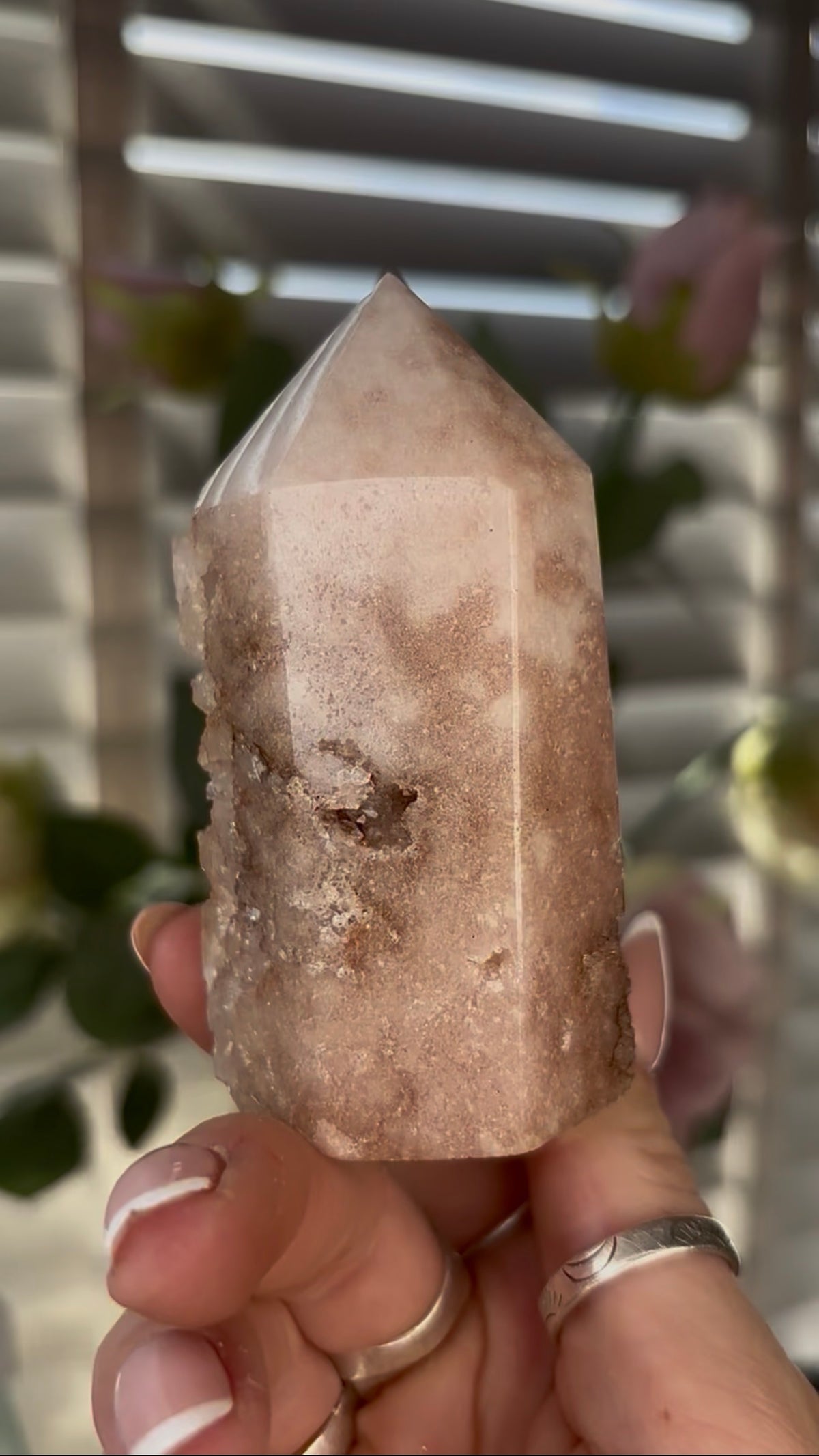 Cute, Pink amethyst tower 8.5cm(h) by 4cm(w)