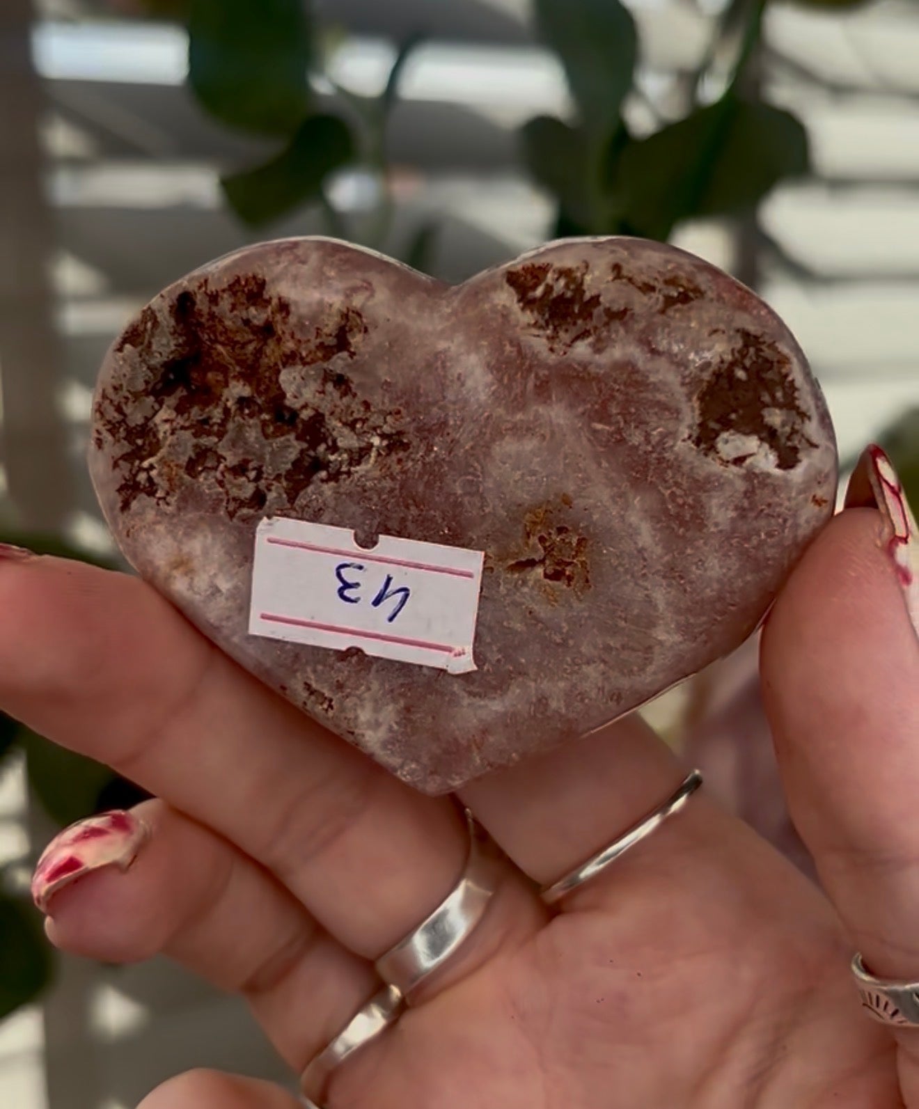 pink amethyst heart - comes with stand 7cm