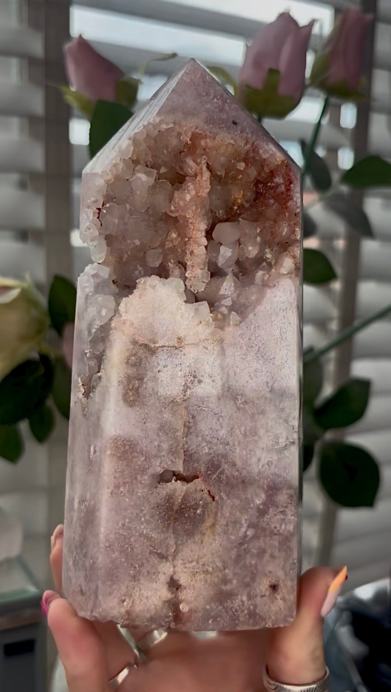 Beautiful, large, Pink amethyst tower