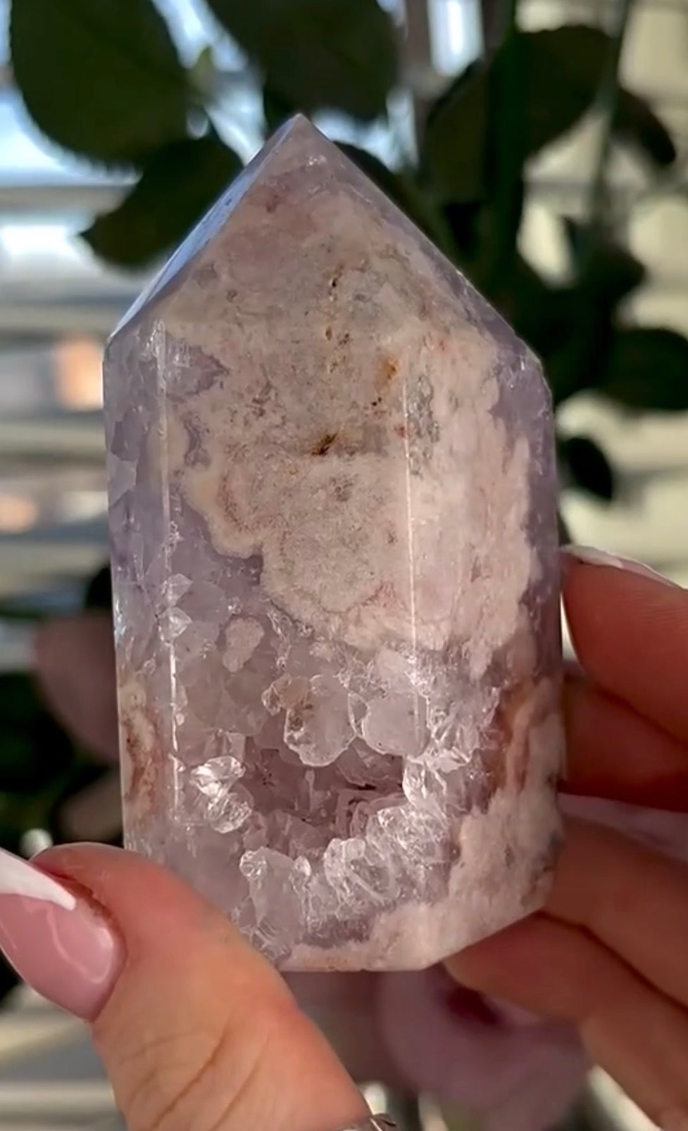 Pink amethyst tower with lilac quartz