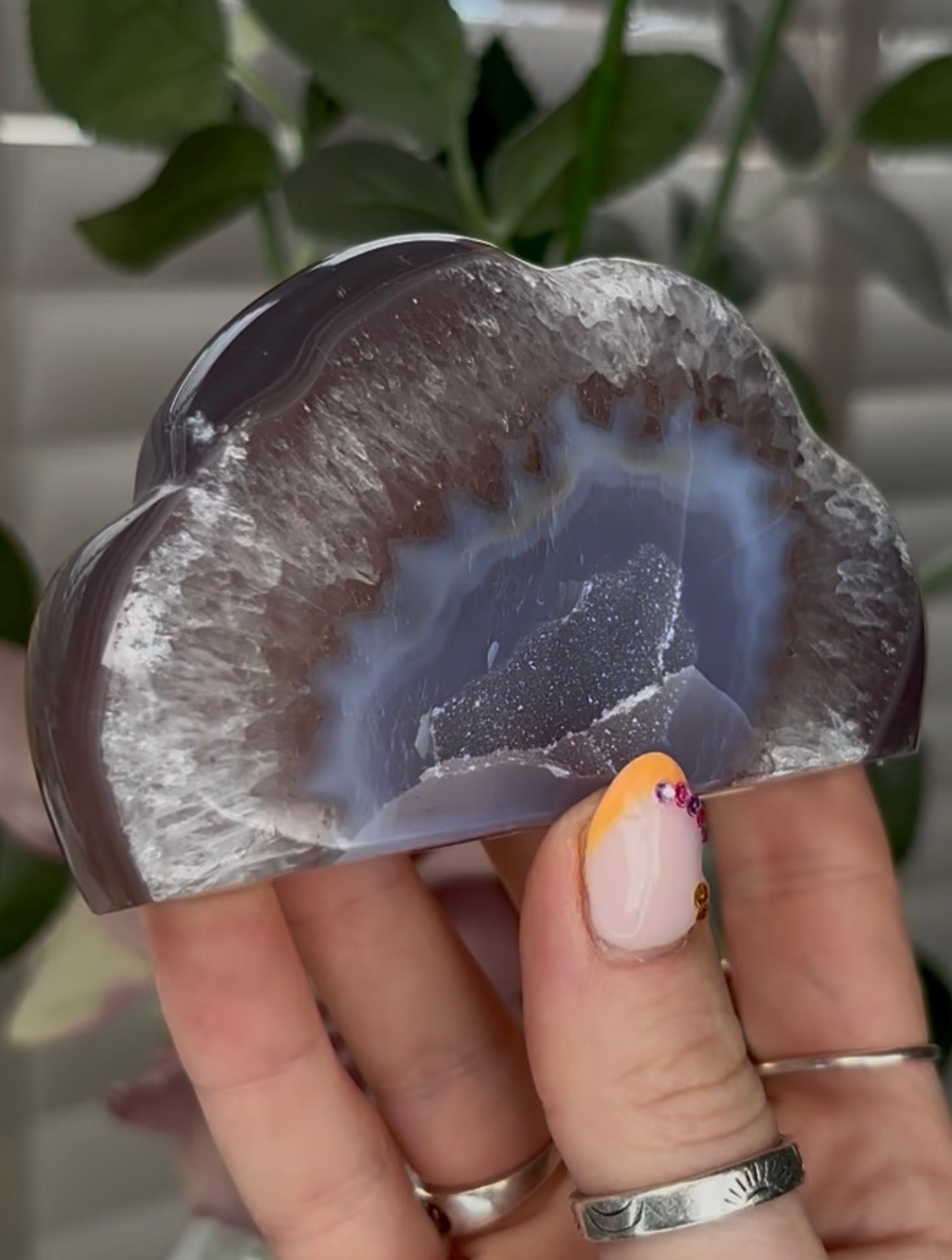 Beautiful, high grade, agate cloud with druzy